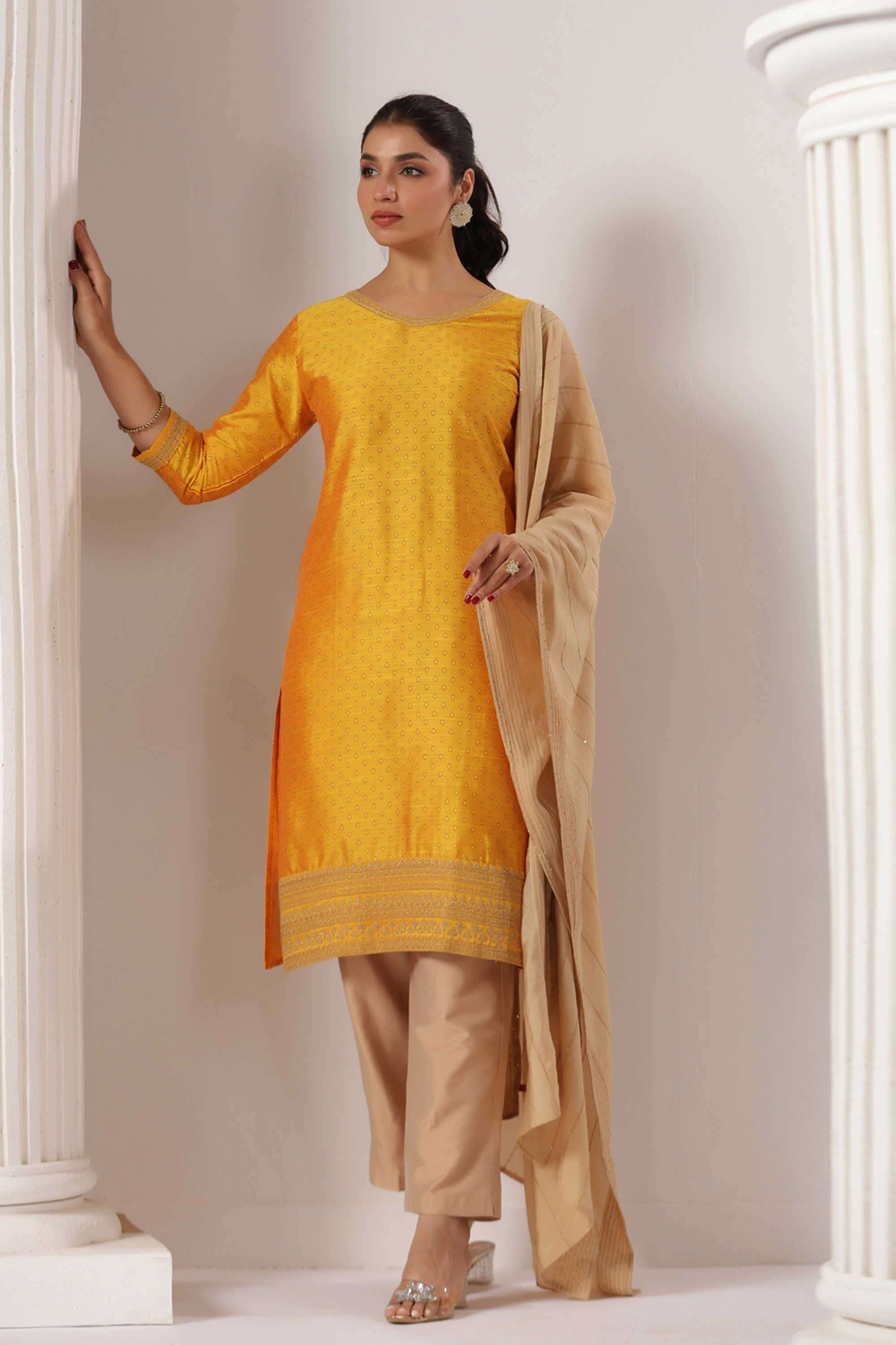 Printed-Silk-Round-Neck-Women-s-Festive-Wear-Kurta