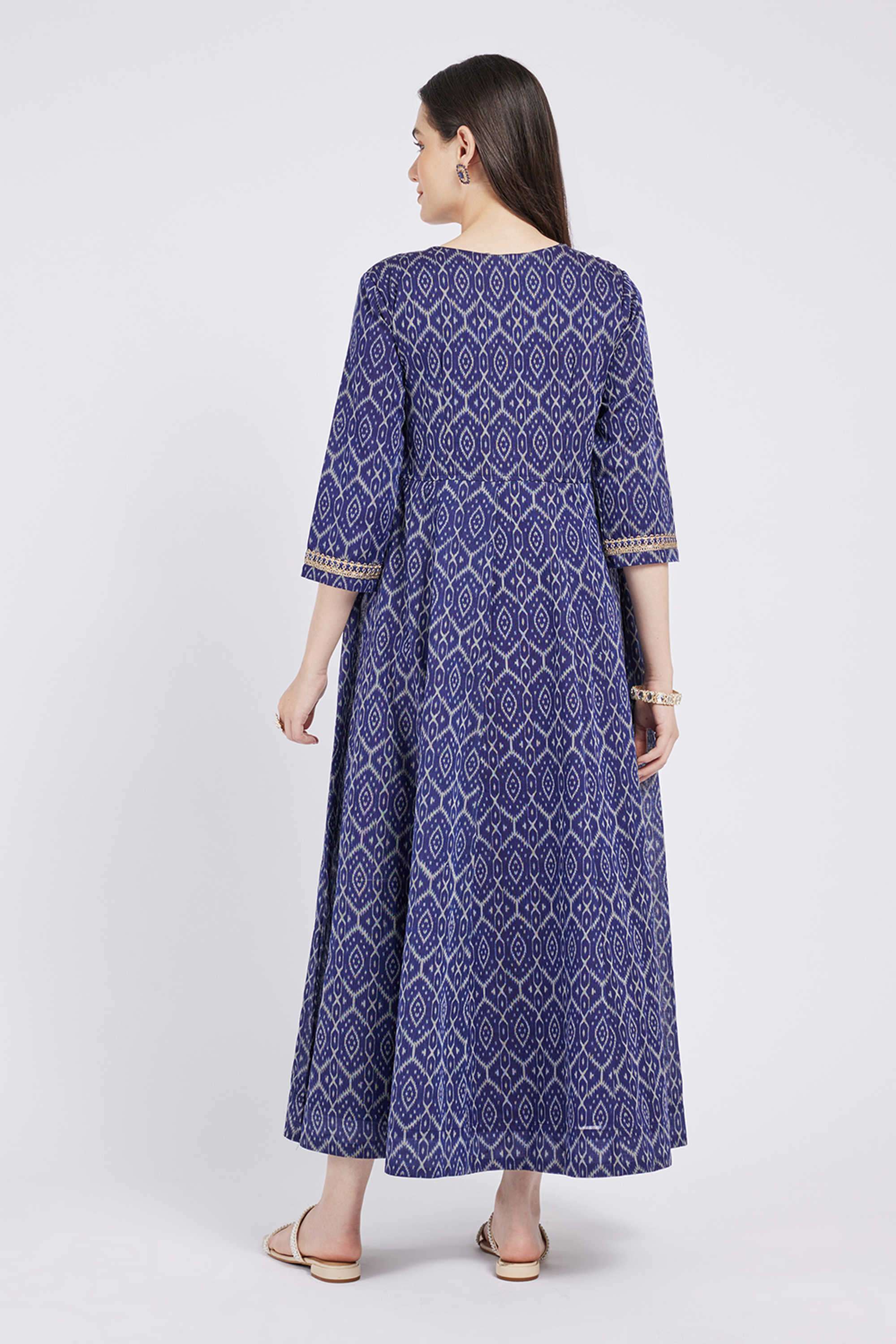 Printed-Viscose-Round-Neck-Women-s-Festive-Wear-Kurta