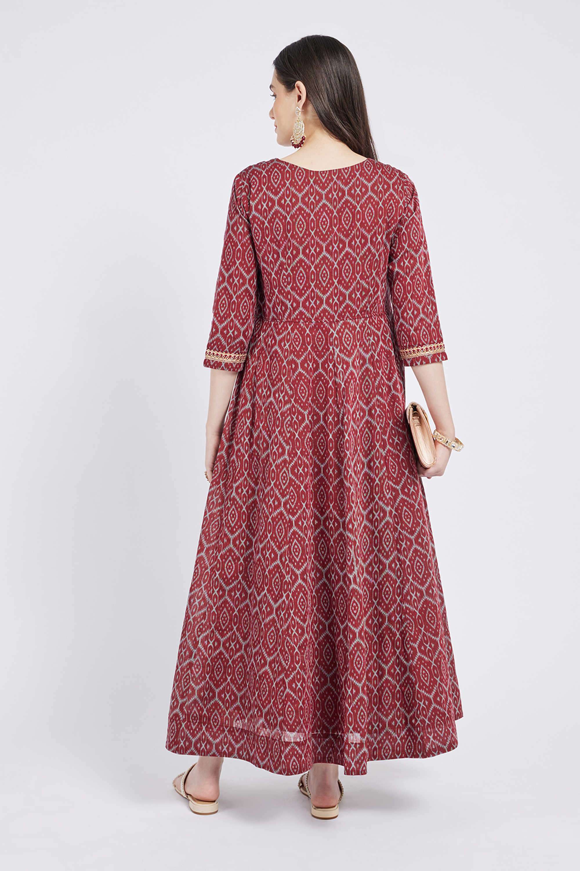 Printed-Viscose-Round-Neck-Women-s-Festive-Wear-Kurta