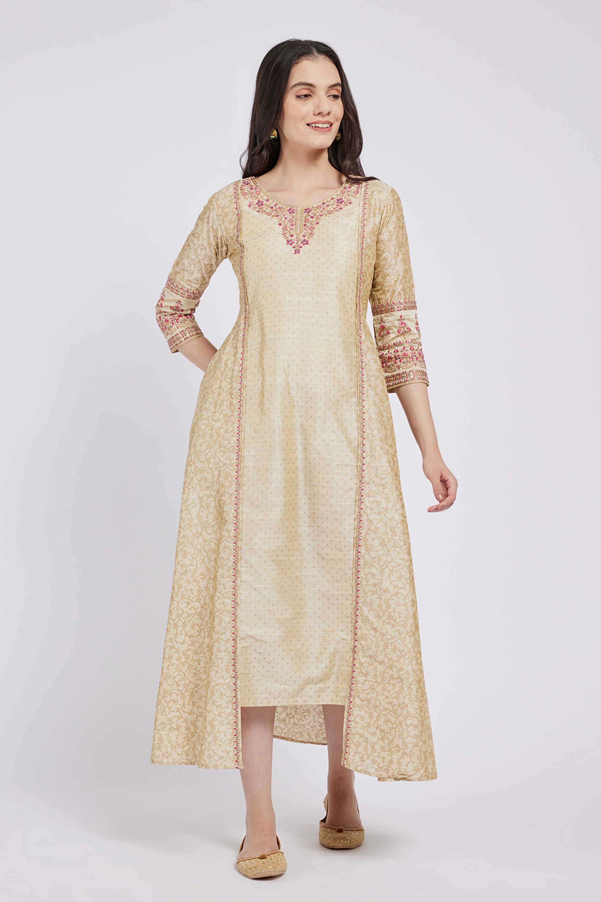 Printed-Silk-Round-Neck-Women-s-Festive-Wear-Kurta