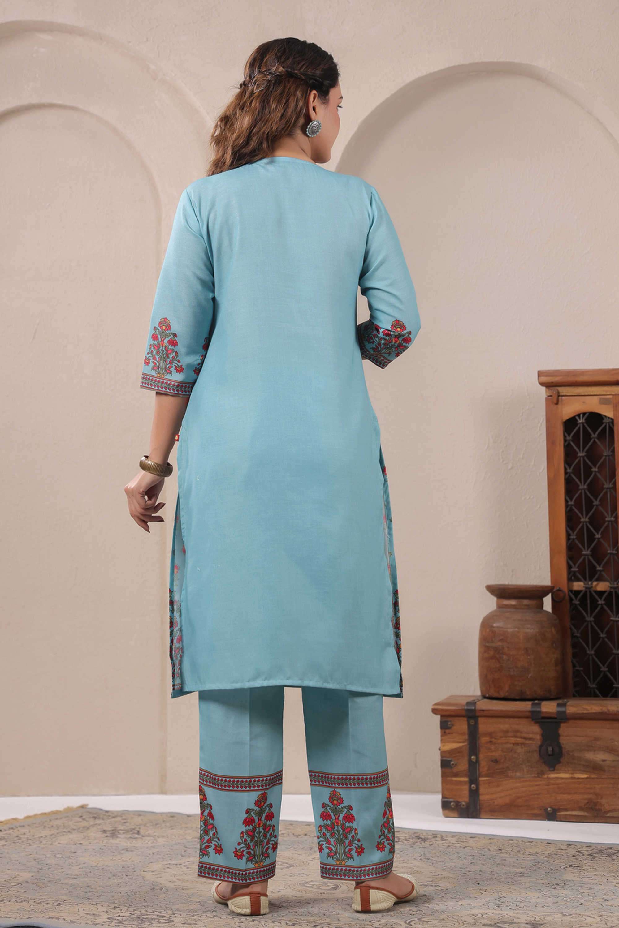 Printed-Cotton-Round-Neck-Women-s-Festive-Wear-Kurta-Set