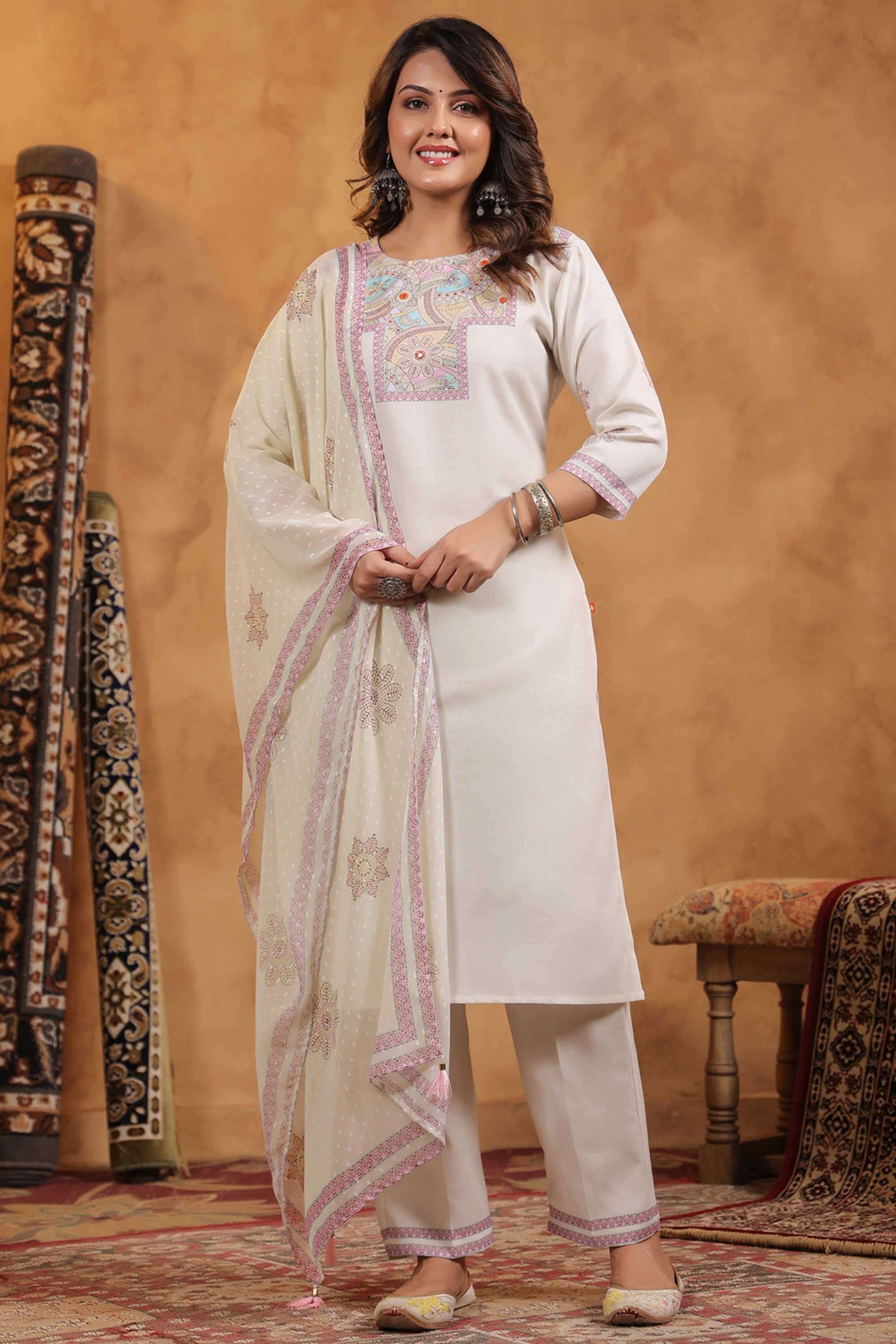 Printed-Cotton-Round-Neck-Women-s-Casual-Wear-Kurta-Set