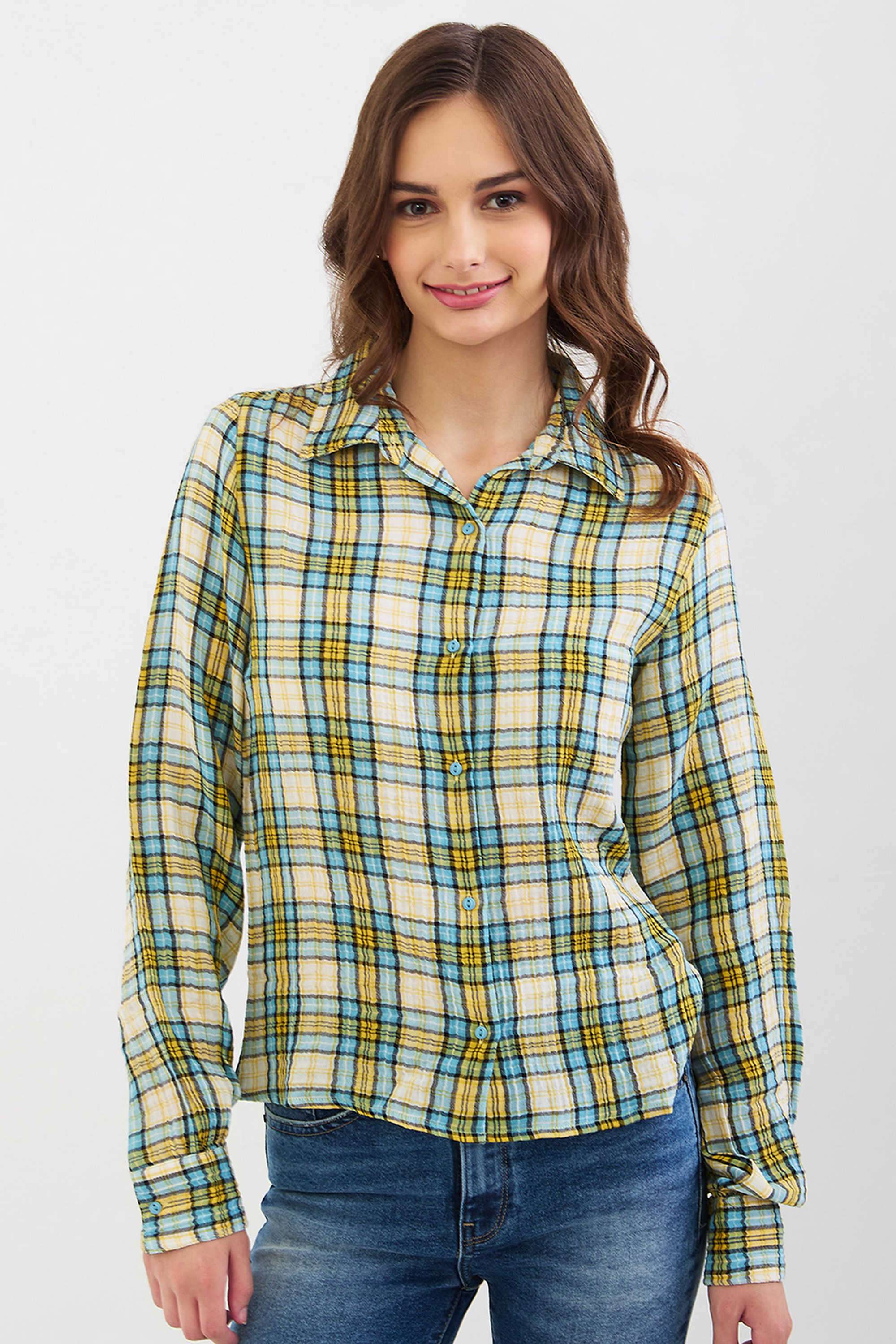 Checks-Cotton-Women-s-Casual-Wear-Shirt