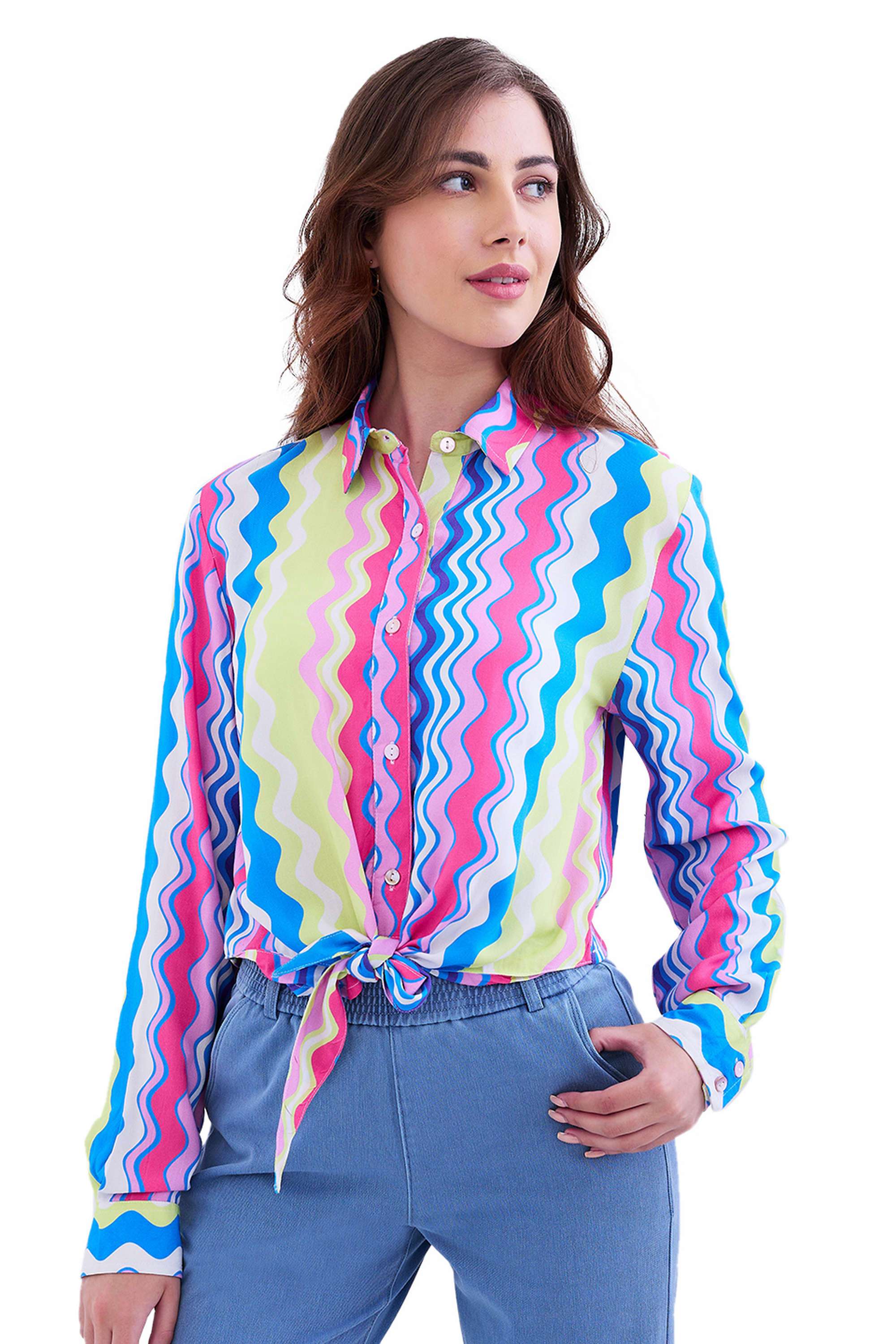 Abstract-Classic-Collar-Blended-Fabric-Women-s-Casual-Wear-Shirt