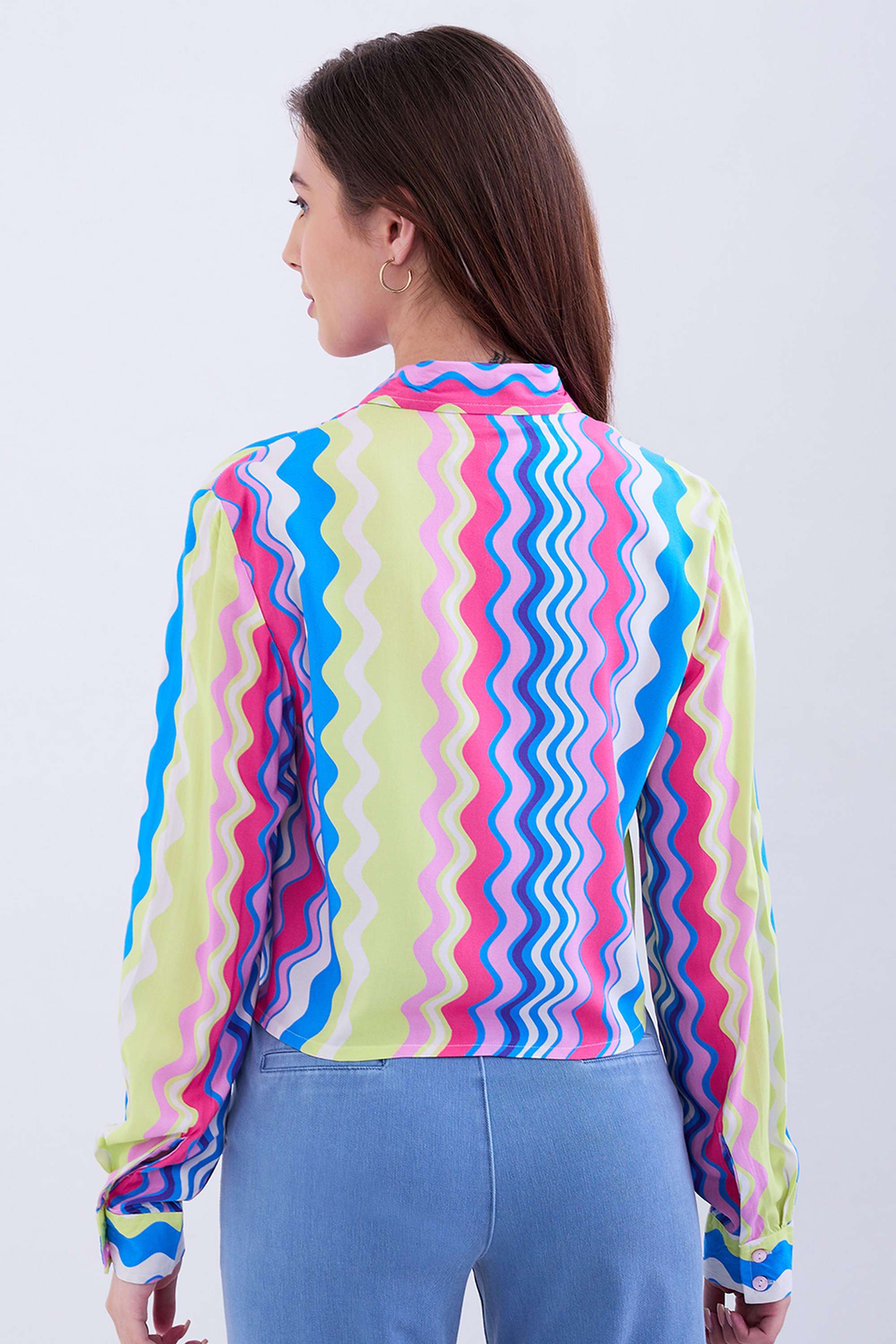 Abstract-Classic-Collar-Blended-Fabric-Women-s-Casual-Wear-Shirt