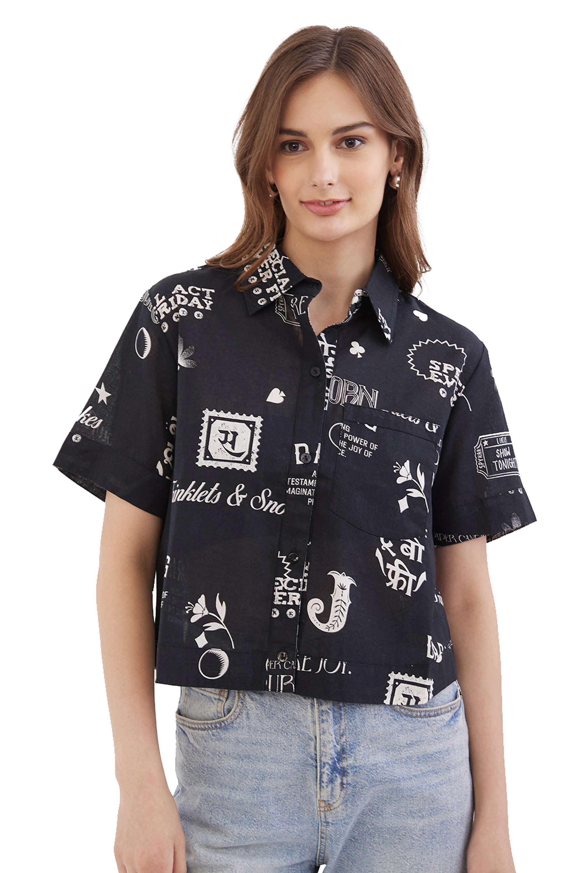 Printed-Classic-Collar-Blended-Fabric-Women-s-Casual-Wear-Shirt