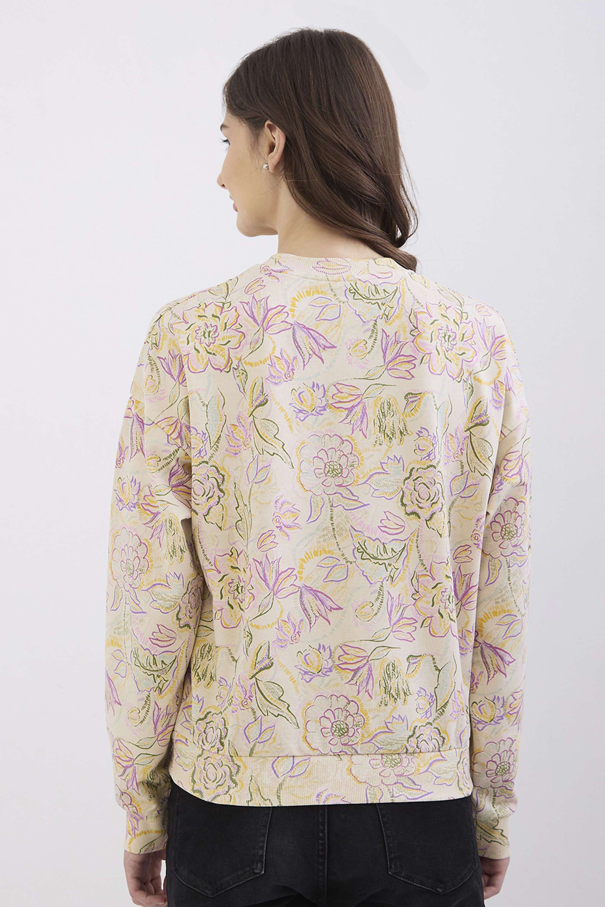 Floral-Round-Neck-Blended-Fabric-Women-s-Casual-Wear-Sweatshirt