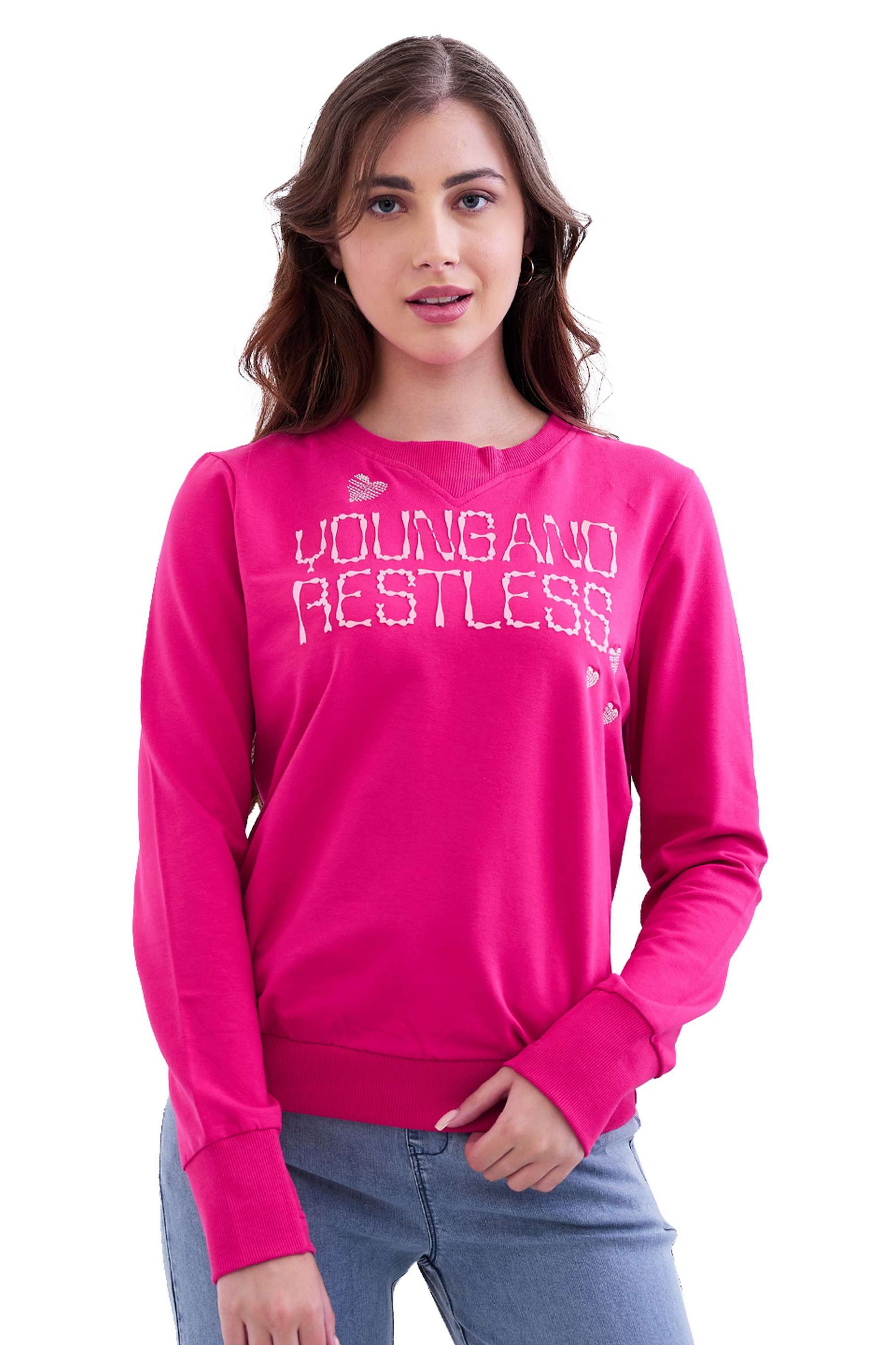 Solid-Cotton-Women-s-Casual-Wear-Sweatshirt