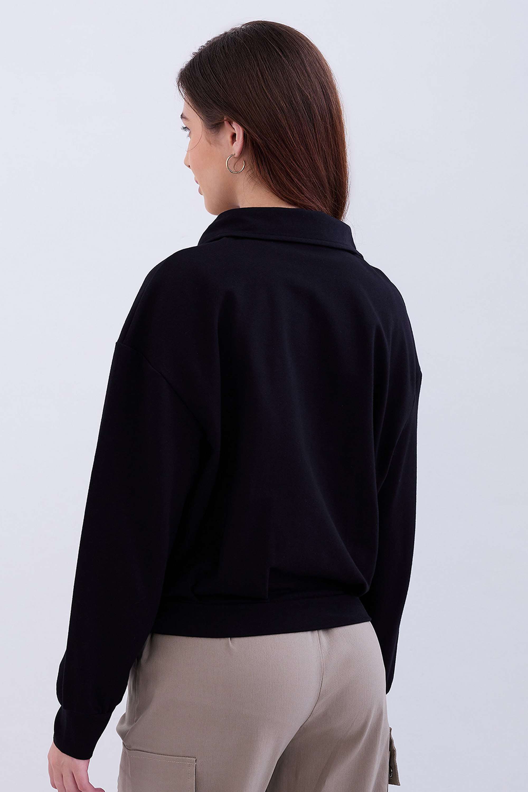 Solid-Cotton-Blend-Women-s-Casual-Wear-Sweatshirt