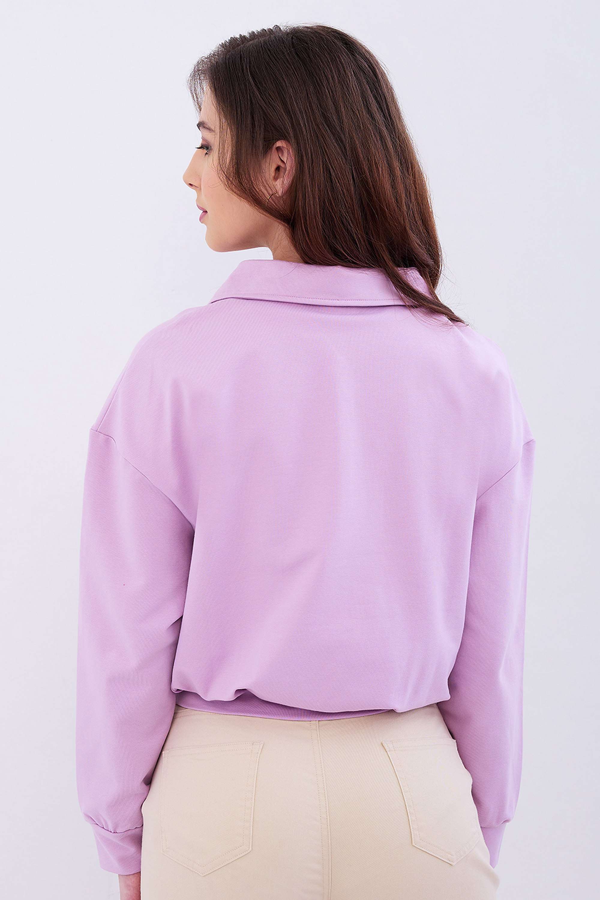 Solid-Cotton-Blend-Women-s-Casual-Wear-Sweatshirt