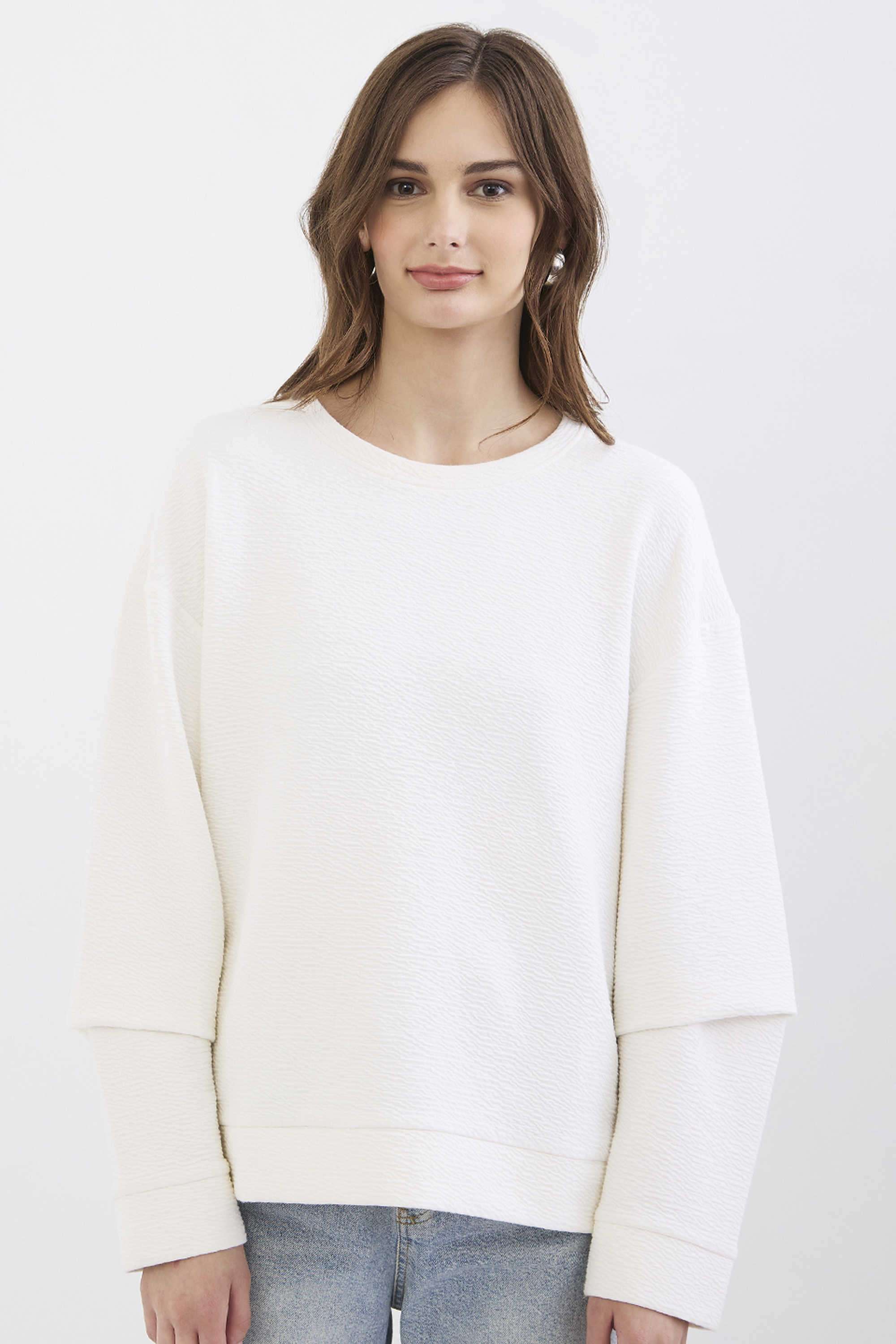 Solid-Round-Neck-Poly-Cotton-Women-s-Casual-Wear-Sweatshirt
