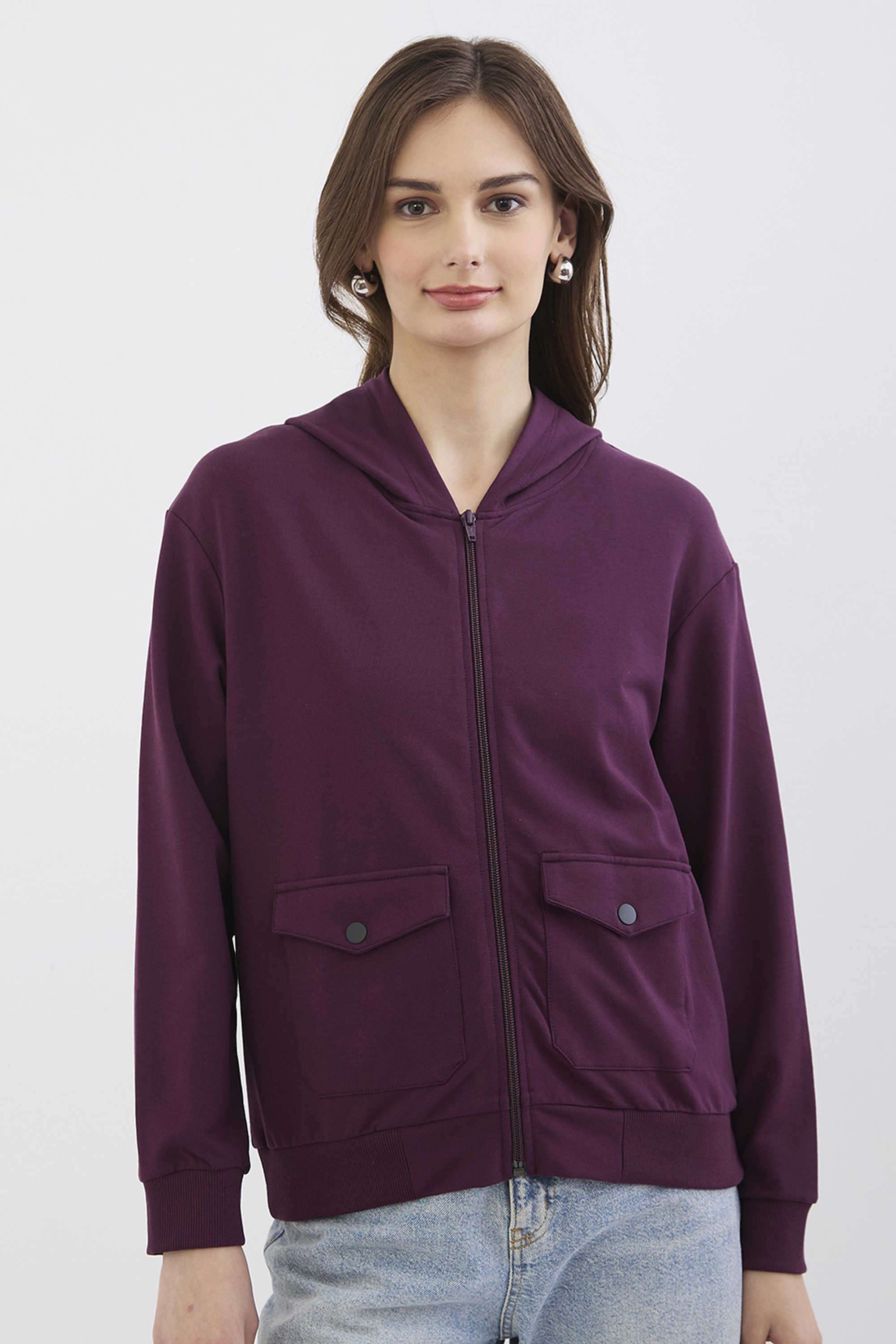 Solid-Poly-Cotton-Women-s-Casual-Wear-Sweatshirt