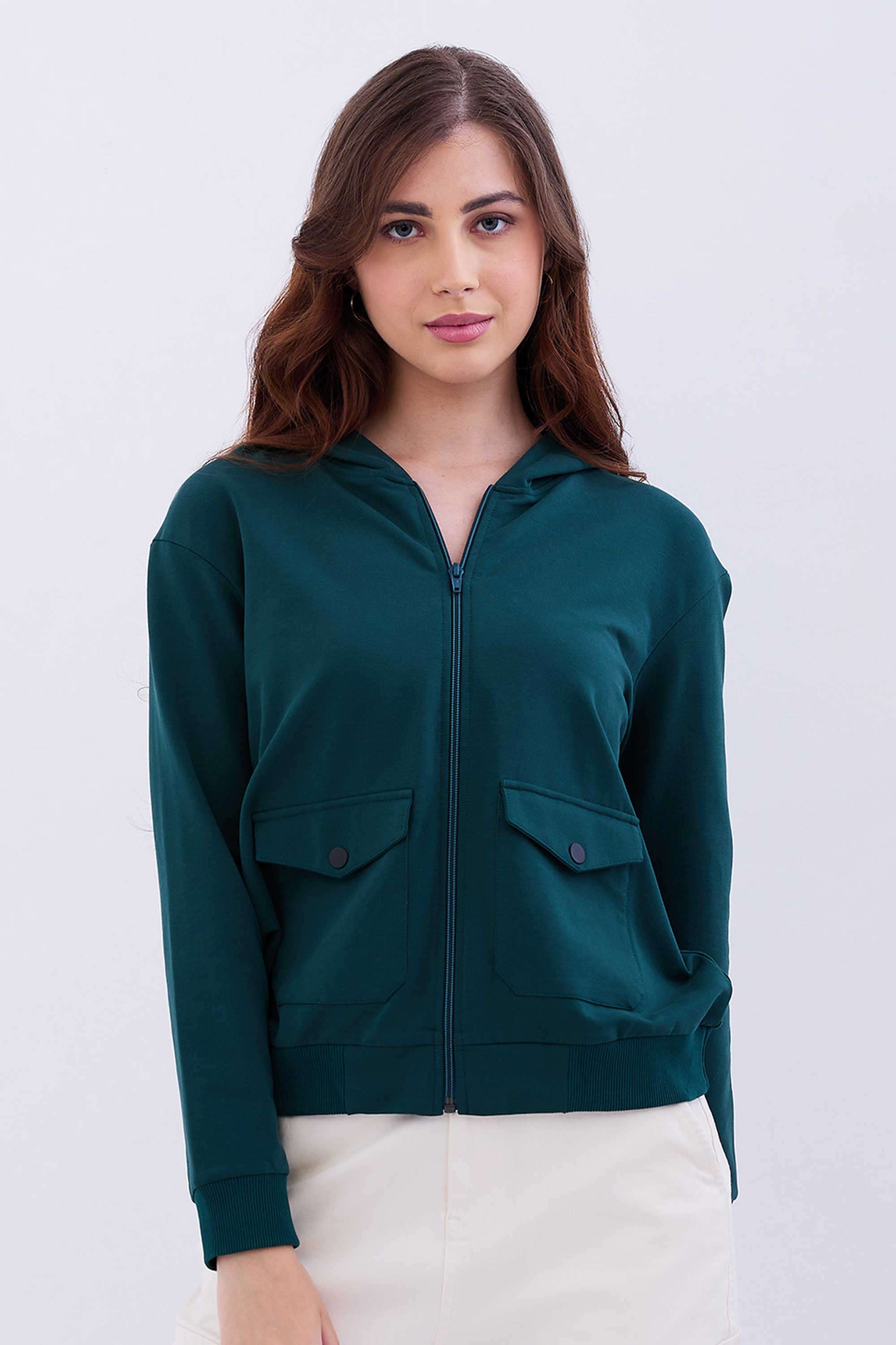 Solid-Poly-Cotton-Women-s-Casual-Wear-Sweatshirt