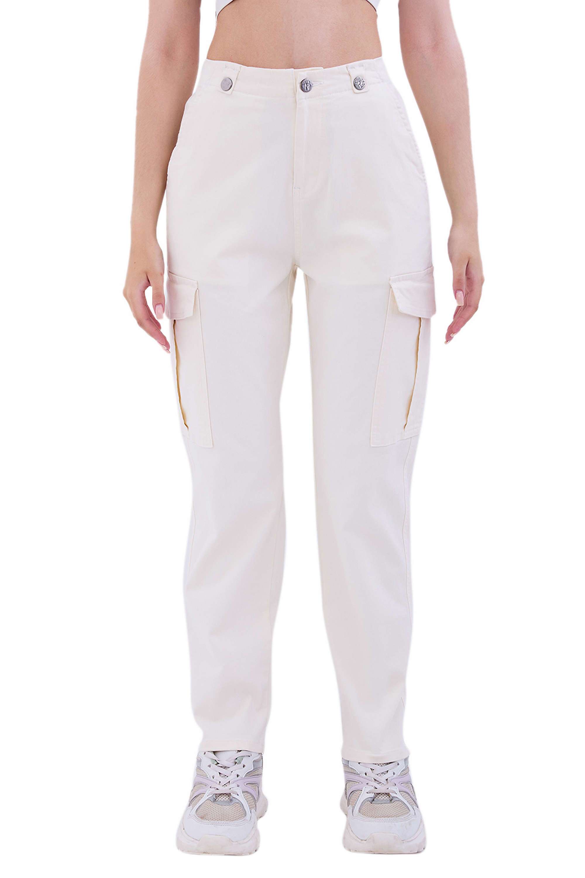 Solid-Regular-Fit-Blended-Fabric-Women-s-Casual-Wear-Trousers