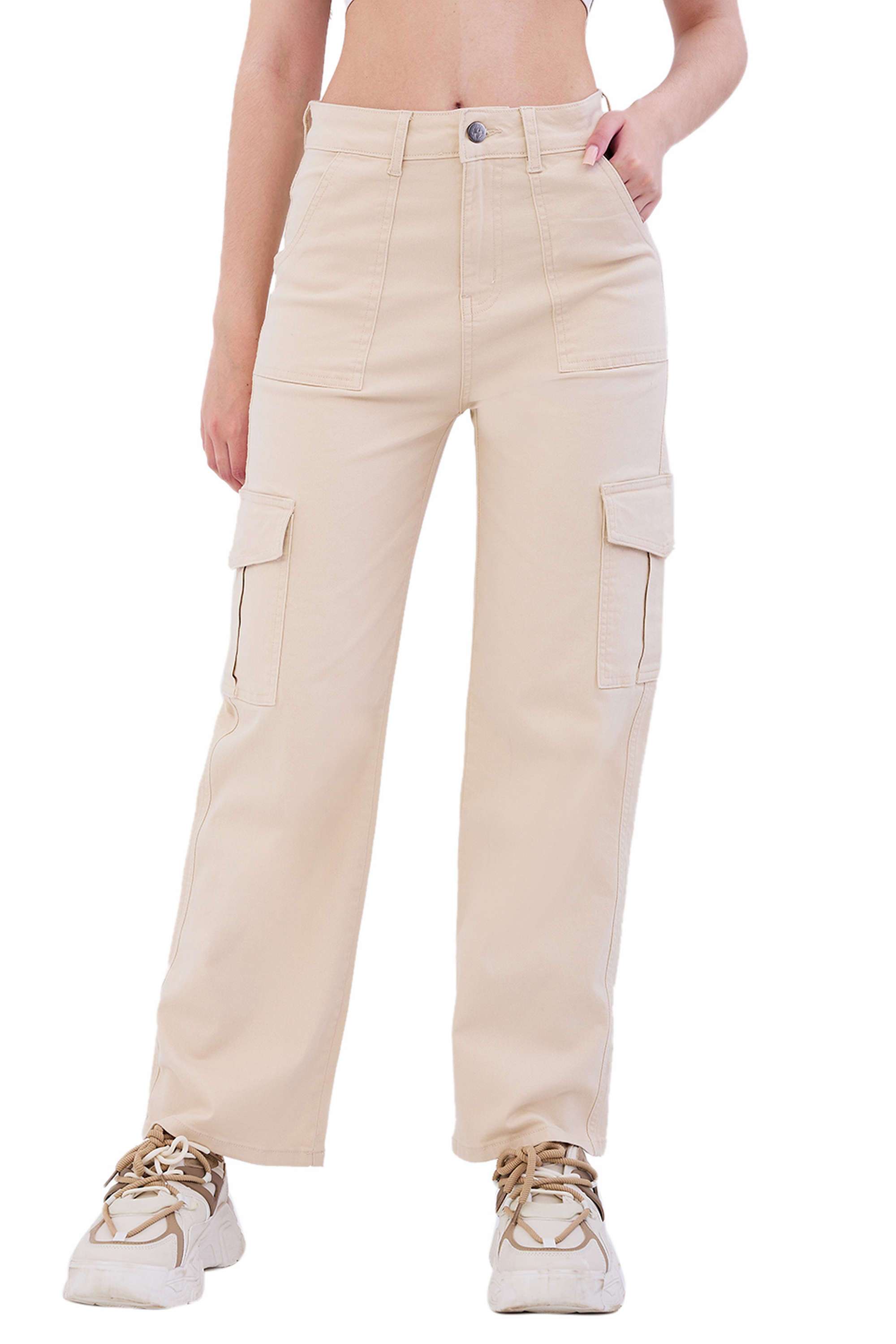 Solid-Regular-Fit-Blended-Fabric-Women-s-Casual-Wear-Trousers