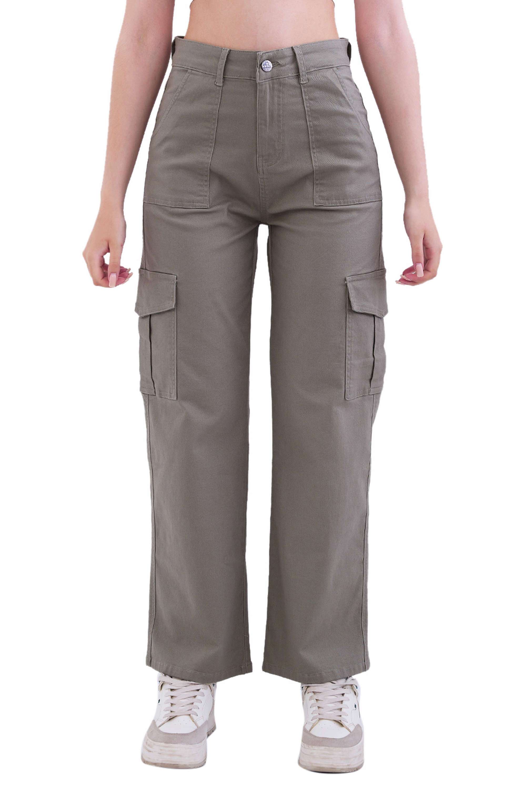 Solid-Regular-Fit-Blended-Fabric-Women-s-Casual-Wear-Trousers