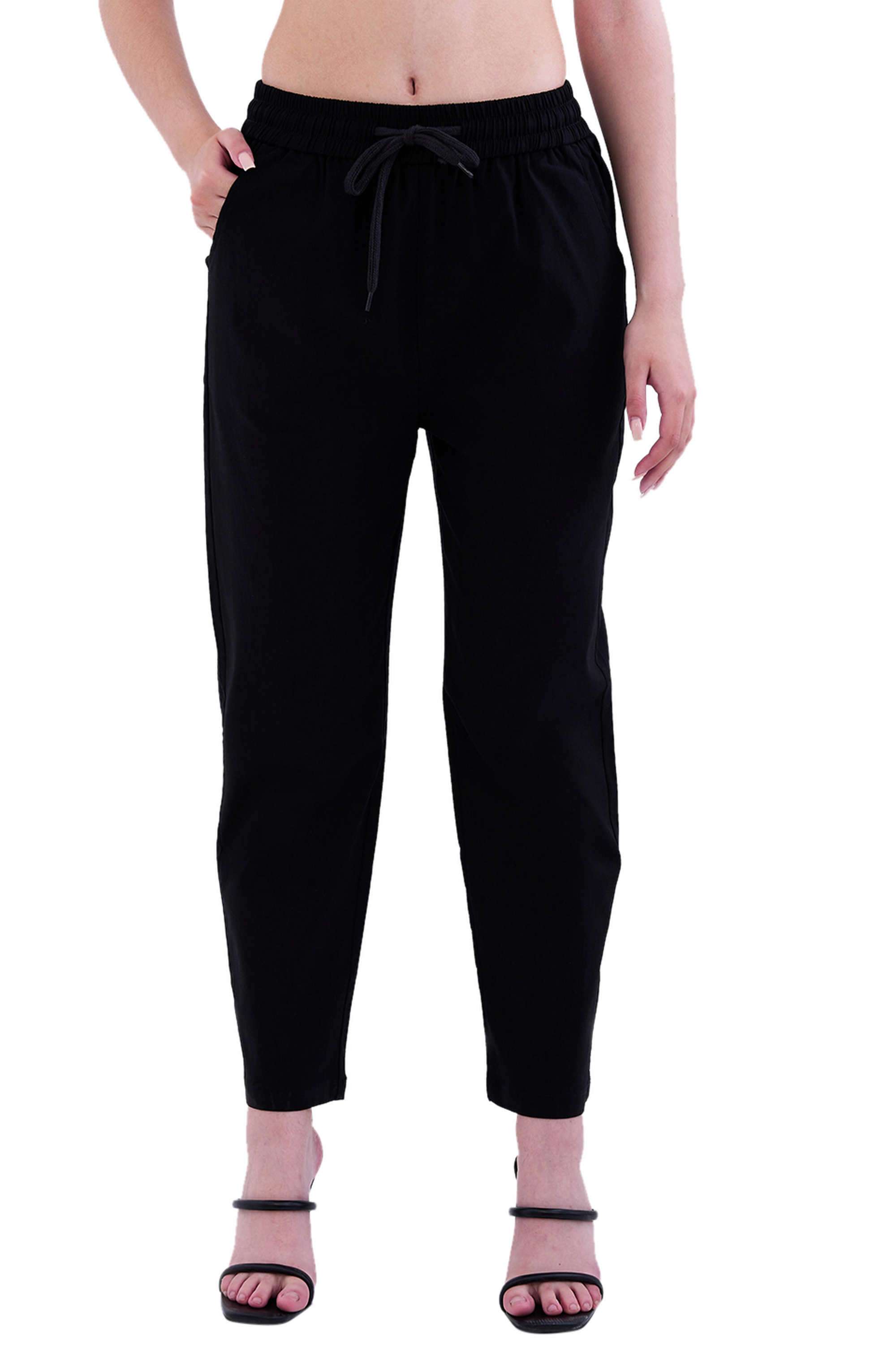 Solid-Tapered-Fit-Rayon-Women-Casual-Wear-Trousers
