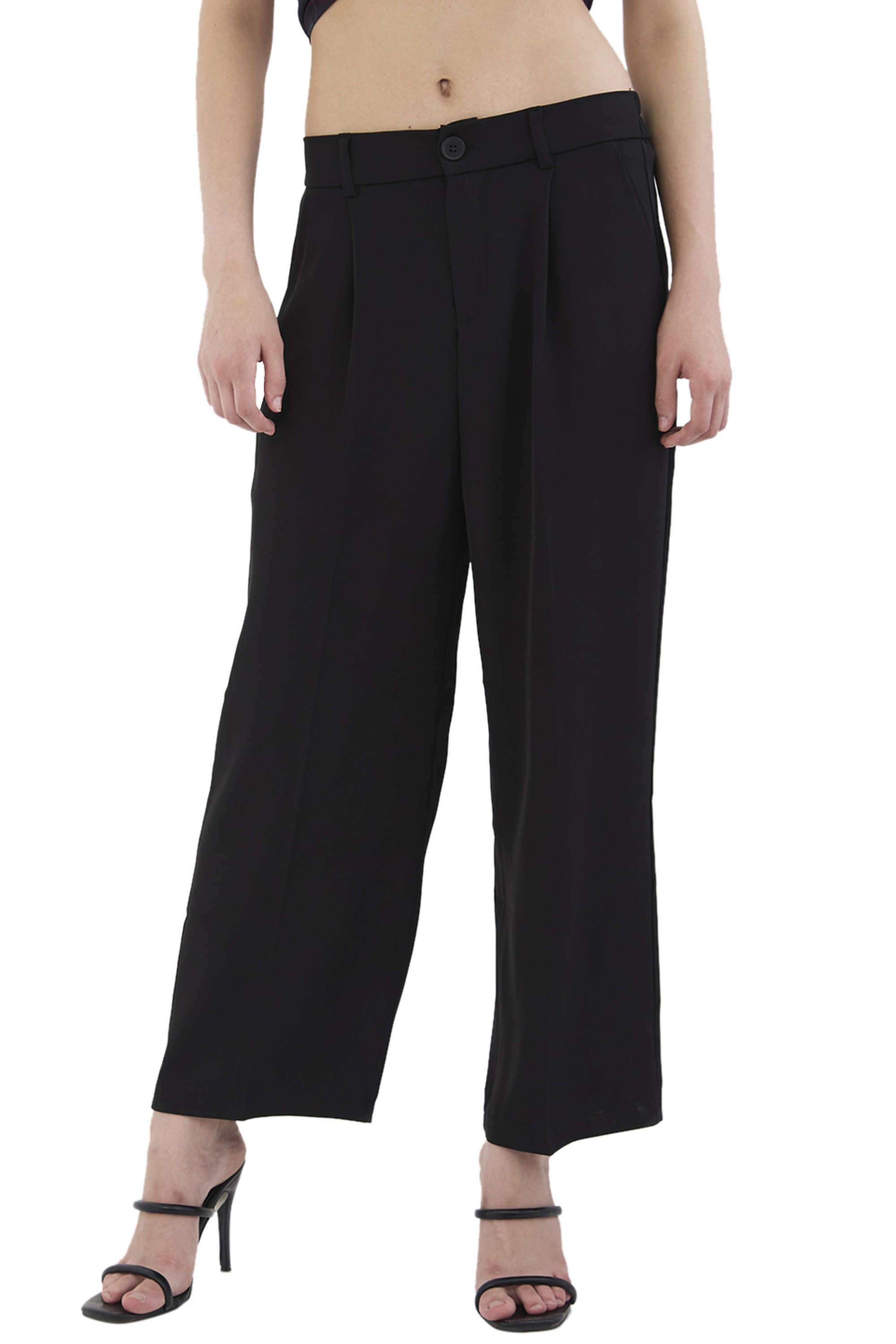 Solid-Blended-Fabric-Women-s-Trousers