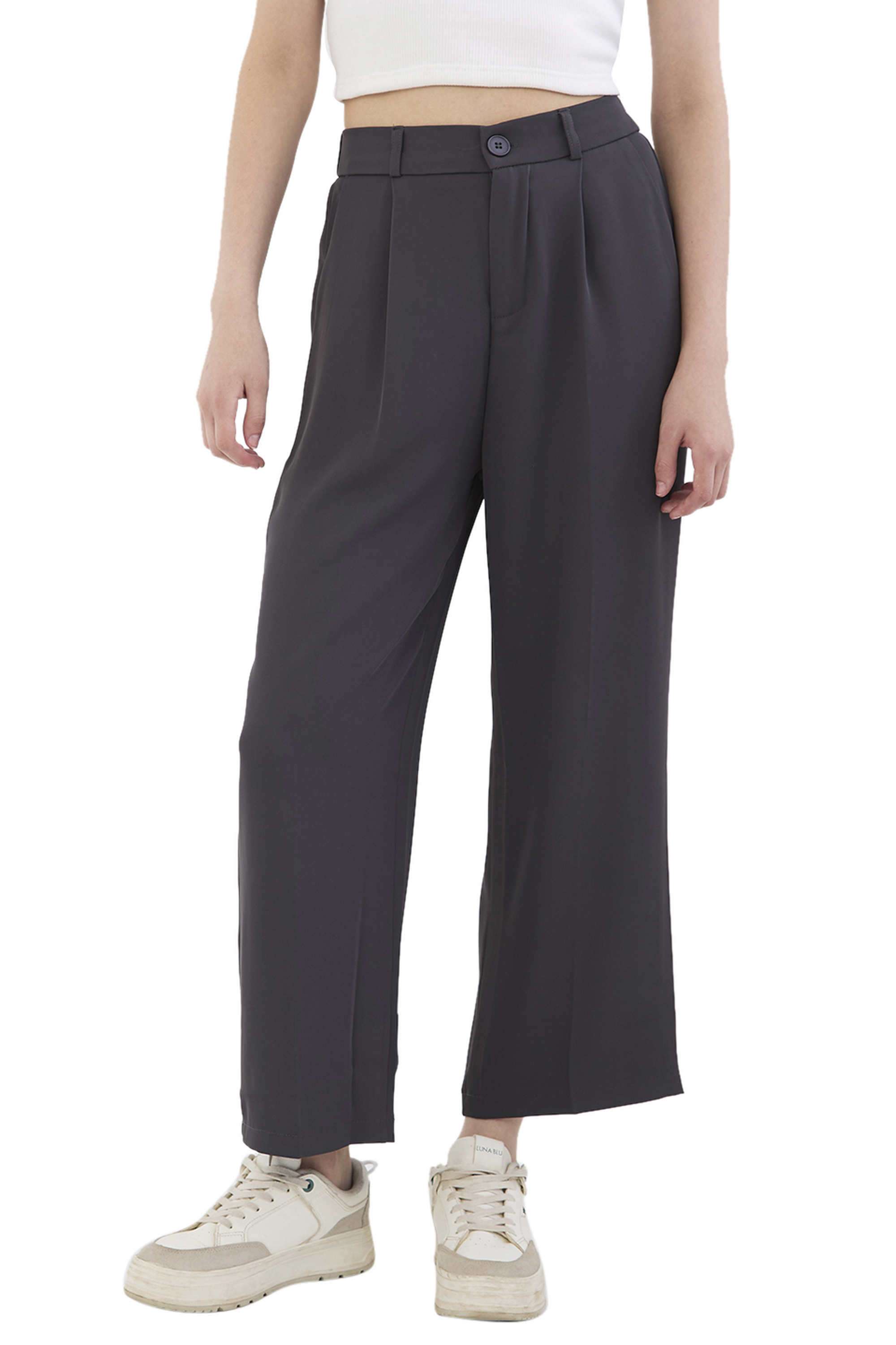 Solid-Blended-Fabric-Women-s-Trousers