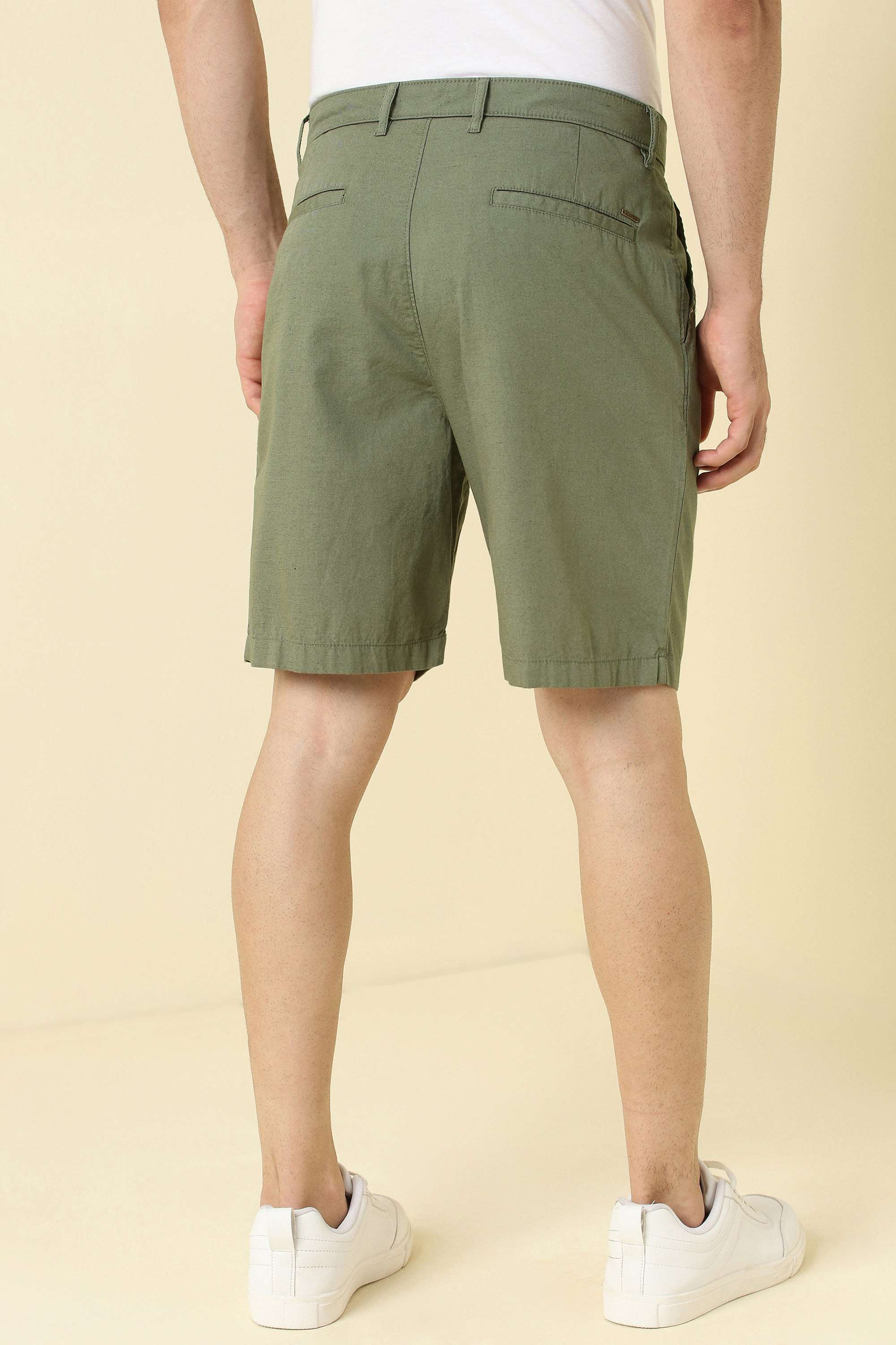 Solid-Cotton-Linen-Blend-Button-Men-s-Shorts