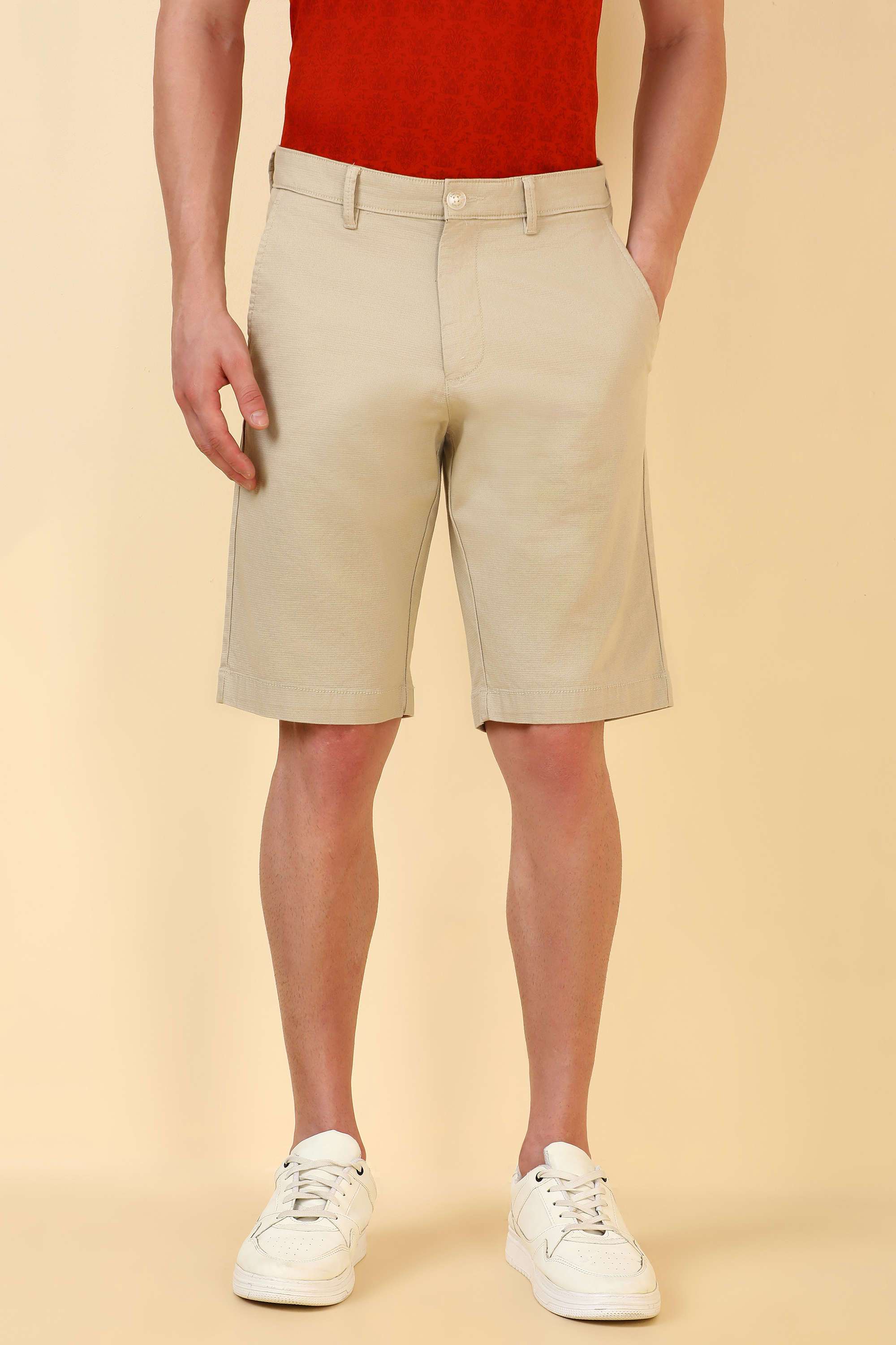 Textured-Cotton-Blend-Super-Slim-Fit-Men-Casual-Wear-Shorts