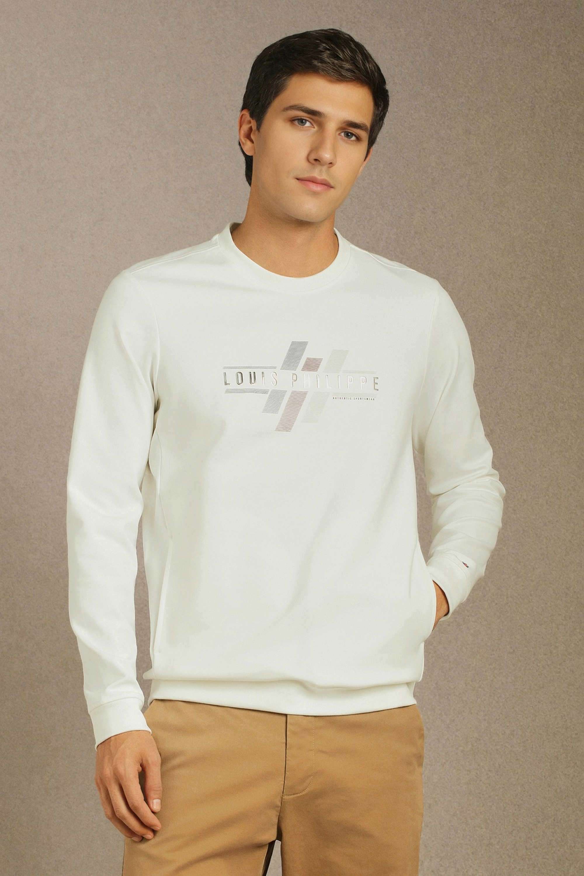 Stripes-Polyester-Cotton-Round-Neck-Men-s-Sweatshirt