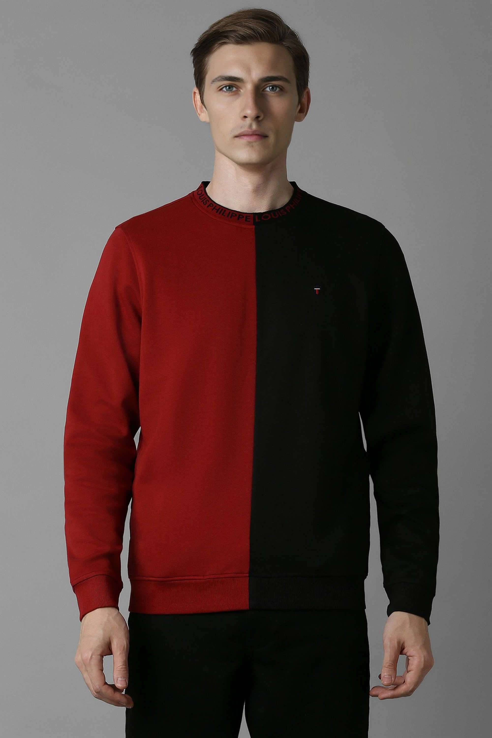 Solid-Polyester-Cotton-Round-Neck-Men-s-Sweatshirt