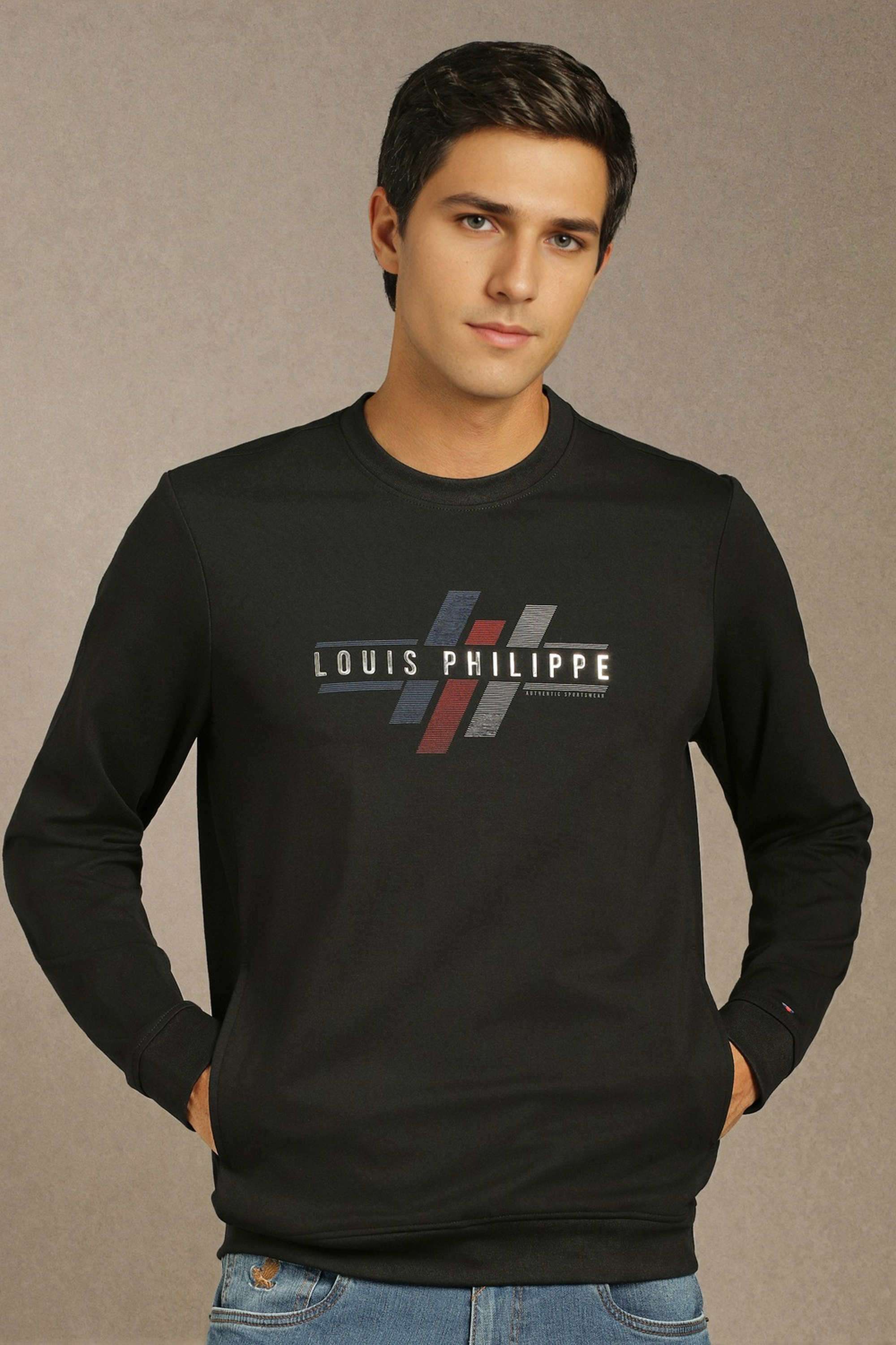 Stripes-Polyester-Cotton-Round-Neck-Men-s-Sweatshirt