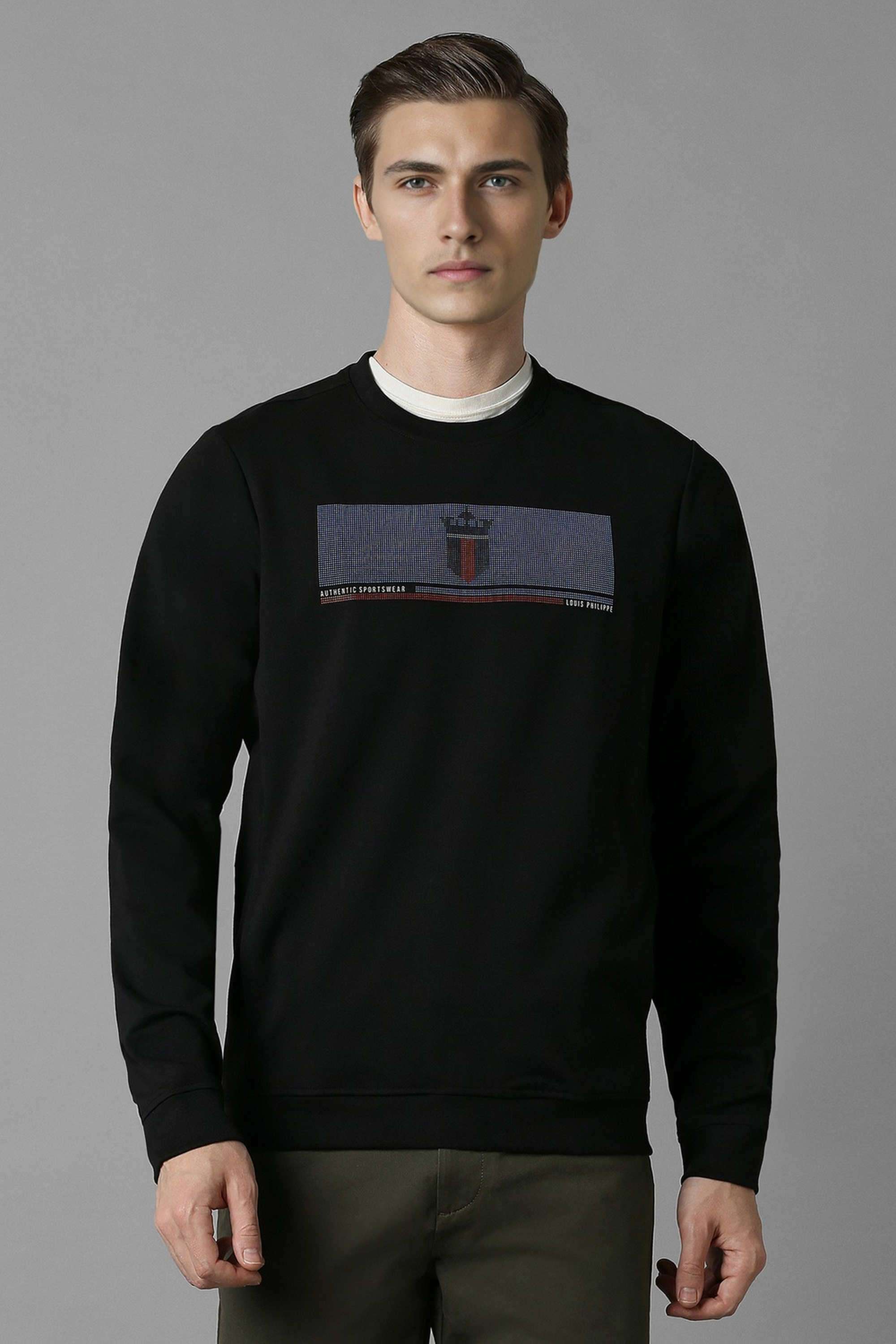 Solid-Polyester-Cotton-Round-Neck-Men-s-Sweatshirt
