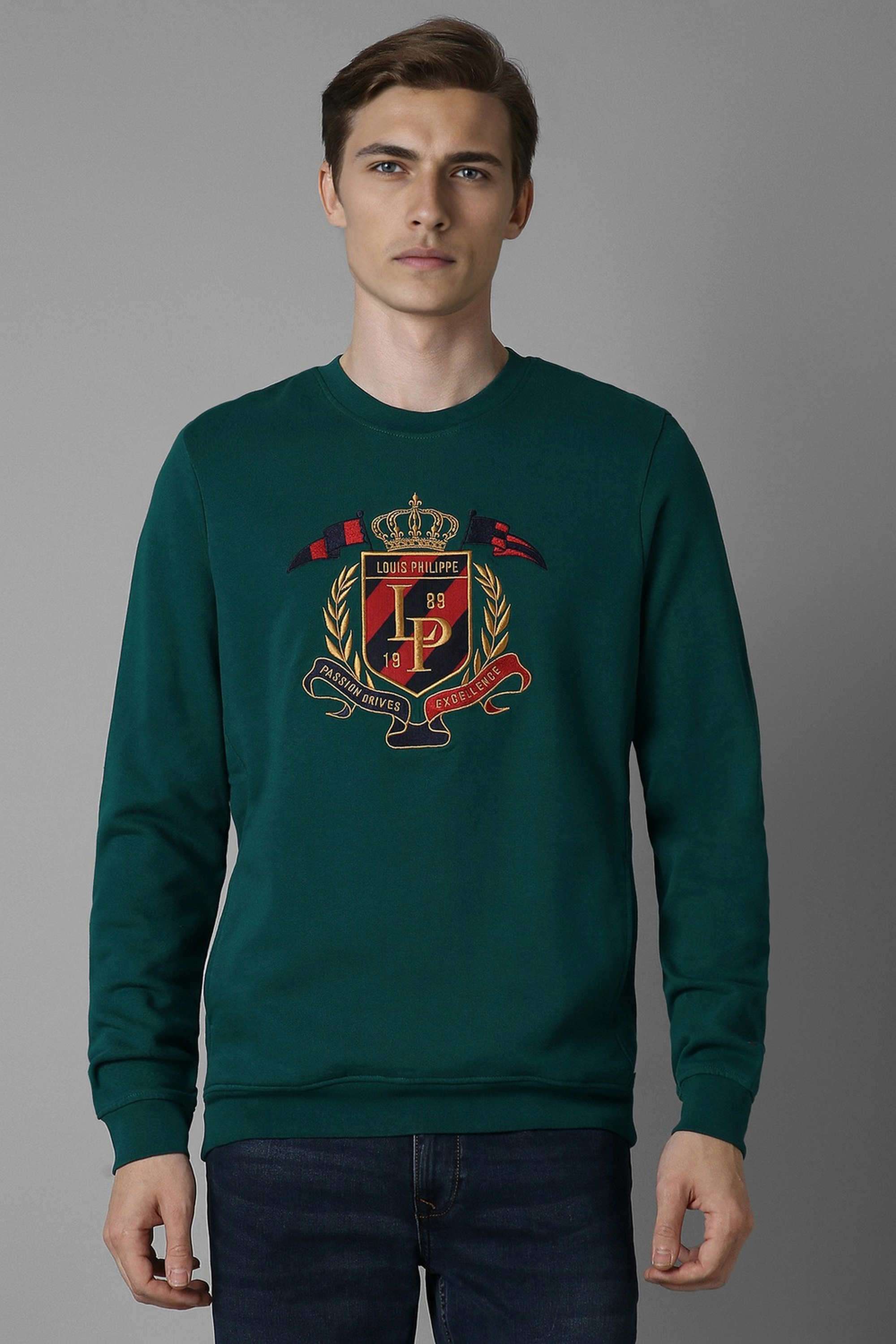 Solid-Polyester-Cotton-Round-Neck-Men-s-Sweatshirt