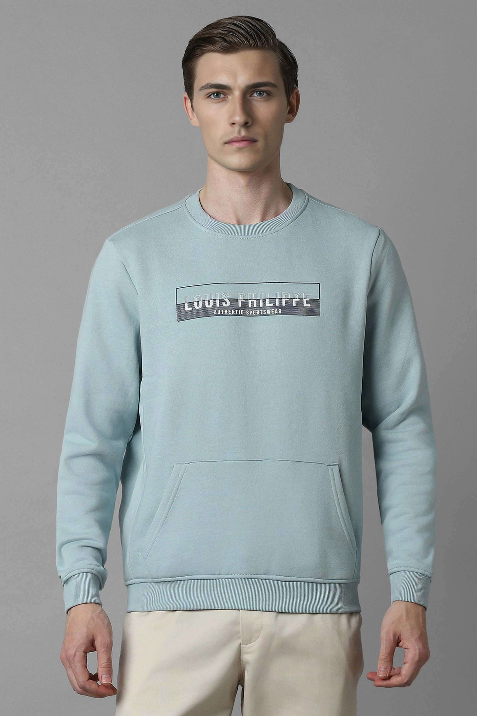 Solid-Polyester-Cotton-Round-Neck-Men-s-Sweatshirt