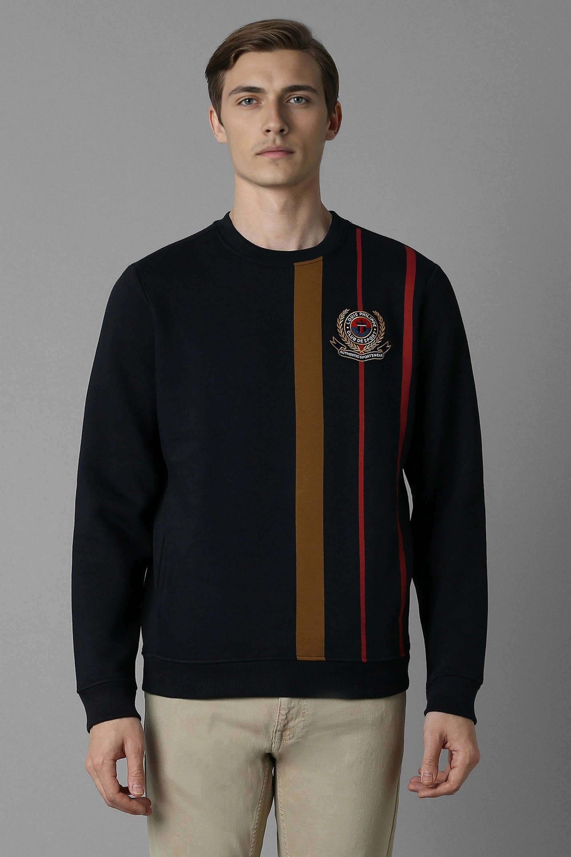 Solid-Polyester-Cotton-Round-Neck-Men-s-Sweatshirt