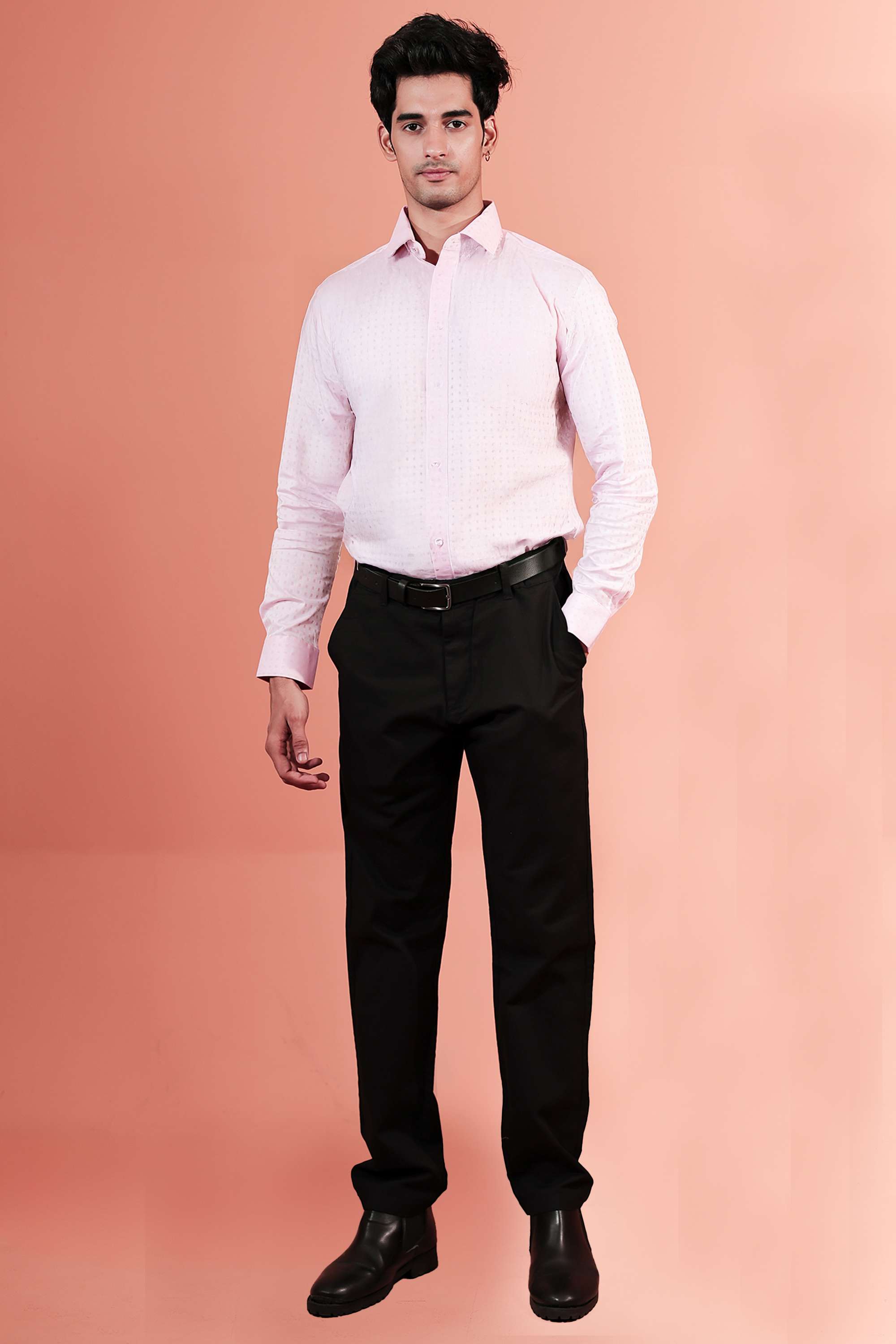 Dobby-Blended-Fabric-Collared-Men-s-Shirt