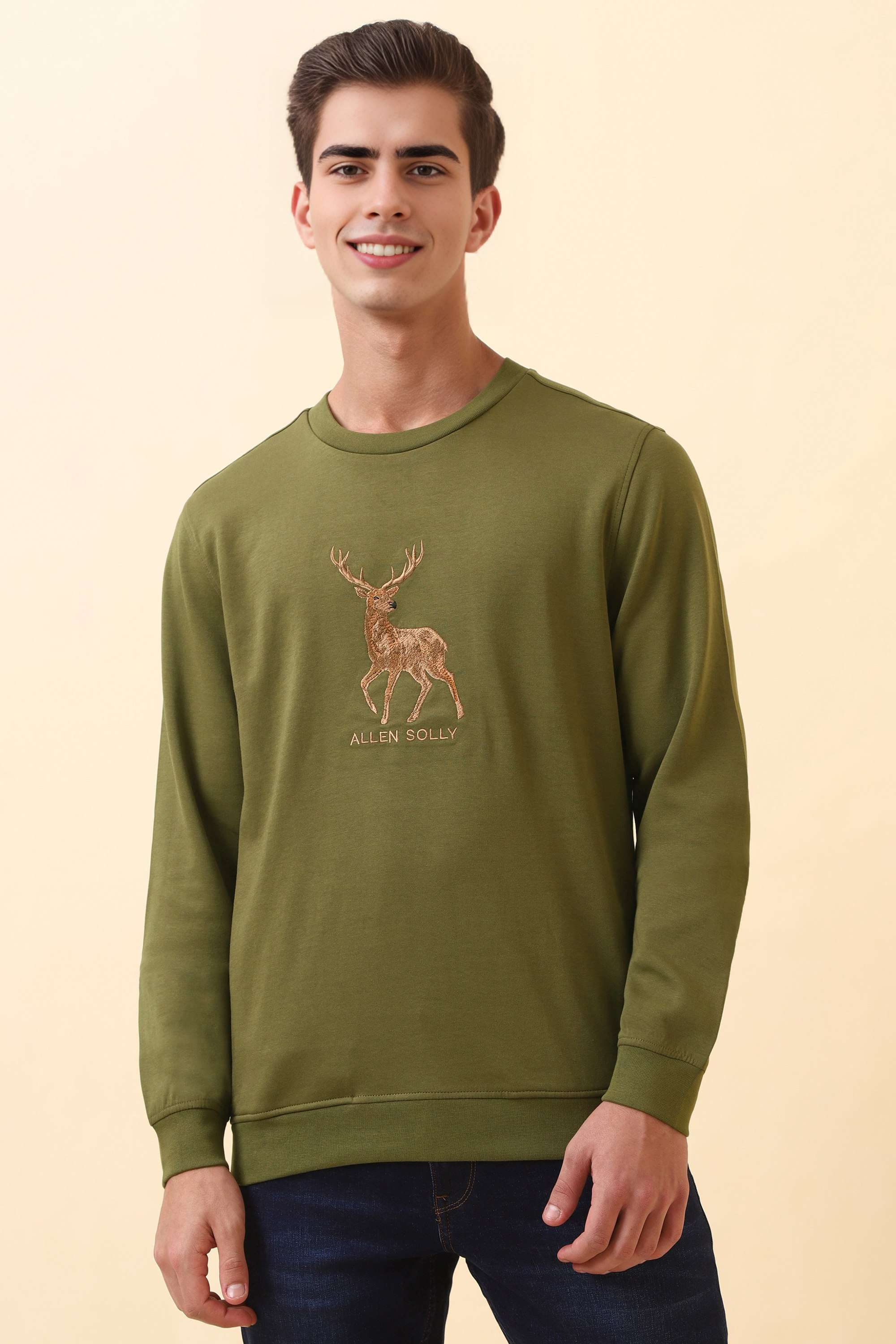 Solid-Polyester-Cotton-Round-Neck-Men-s-Sweatshirt