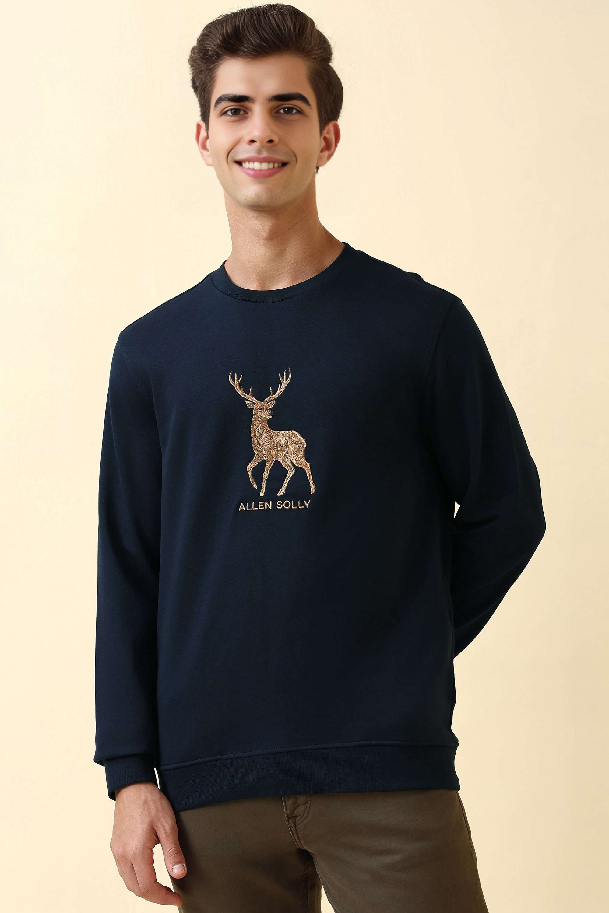 Solid-Polyester-Cotton-Round-Neck-Men-s-Sweatshirt