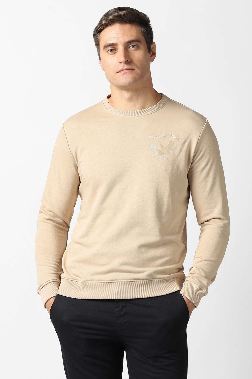 Solid-Cotton-Blend-Regular-Fit-Men-s-Sweatshirt