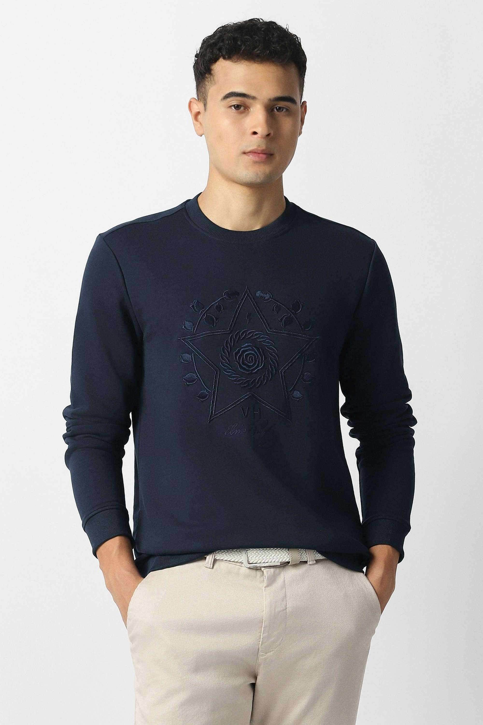 Solid-Poly-Cotton-Regular-Fit-Men-Sweatshirt
