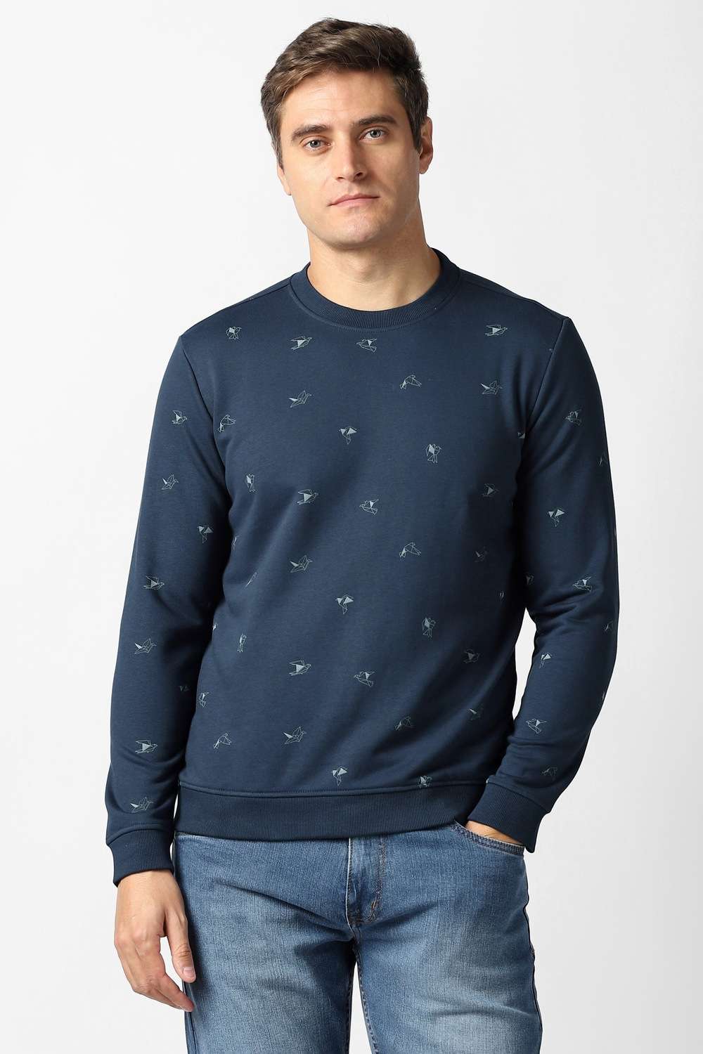 Solid-Cotton-Blend-Regular-Fit-Men-s-Sweatshirt