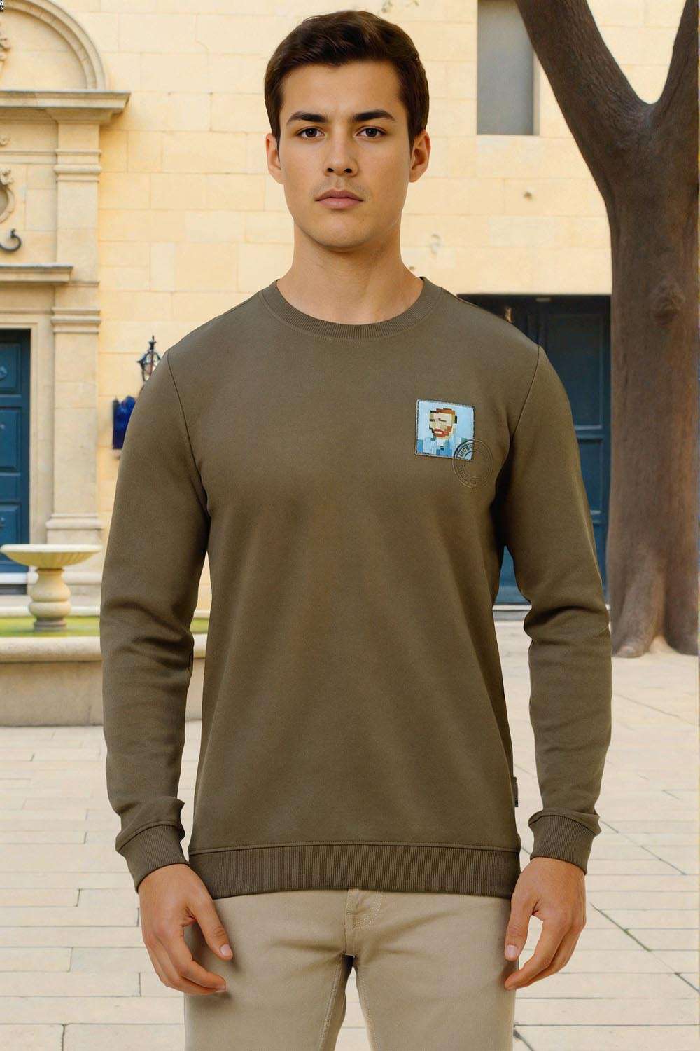 Solid-Blended-Fabric-Slim-Fit-Men-s-Sweatshirt