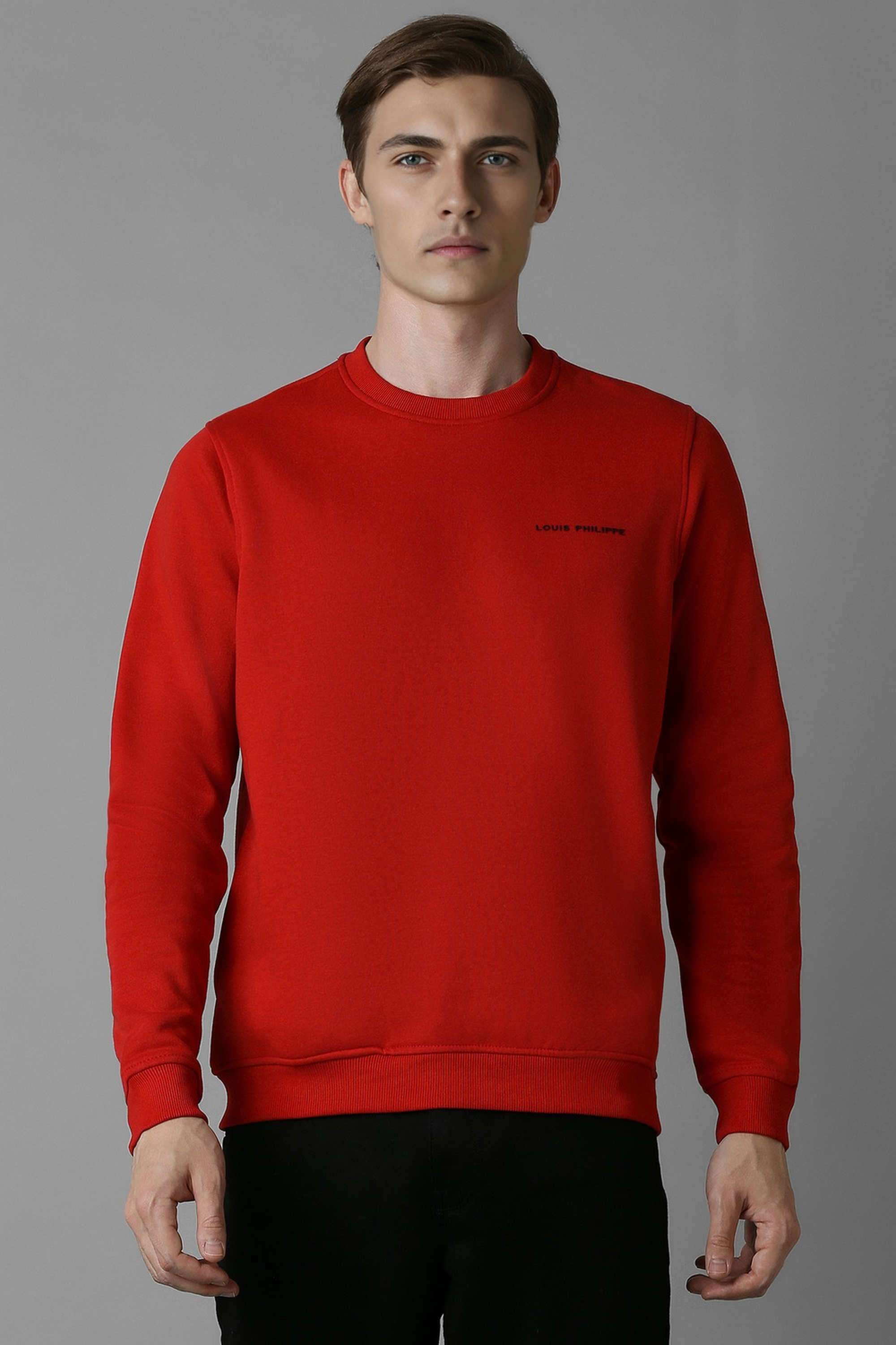 Solid-Polyester-Cotton-Round-Neck-Men-s-Sweatshirt