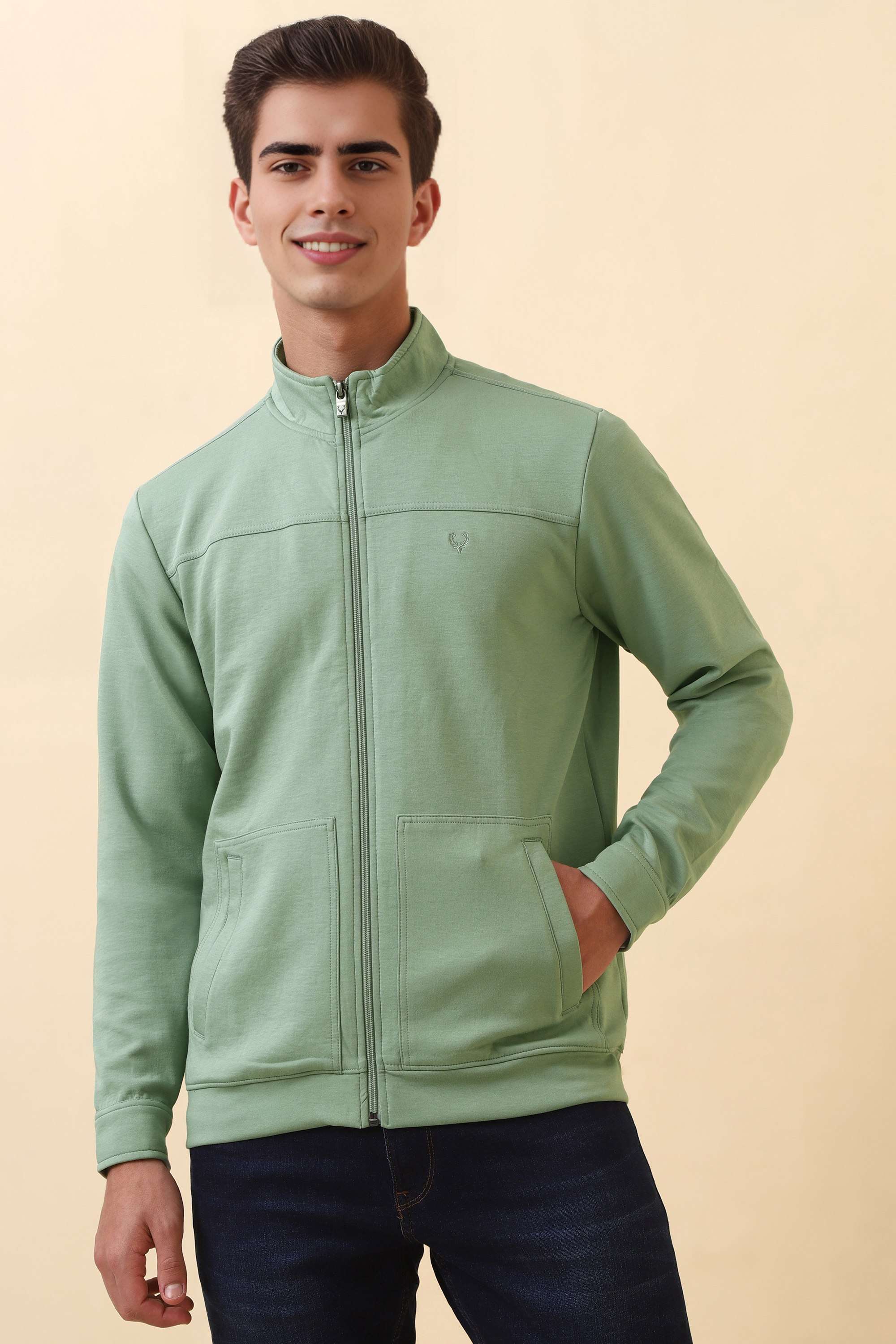 Solid-Polyester-Cotton-Round-Neck-Men-s-Sweatshirt