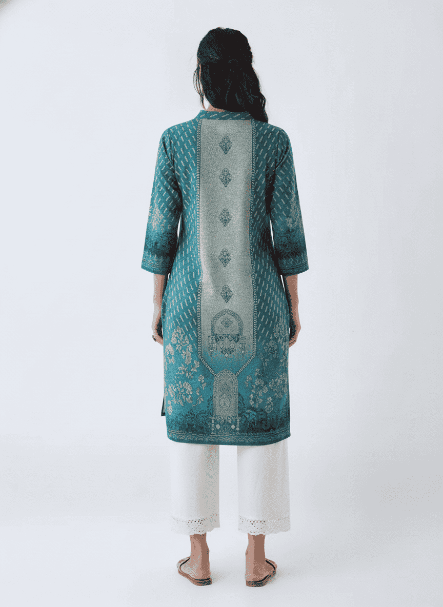 Solid-Blended-Fabric-Regular-Fit-Winter-Wear-Women-Kurta