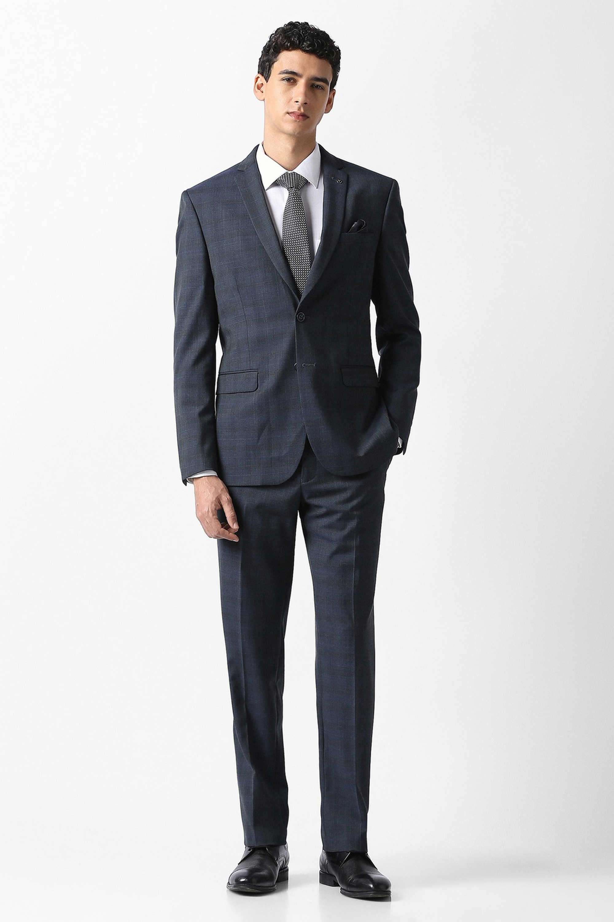 Checks-Blended-Fabric-Slim-Fit-Men-s-Formal-Suit