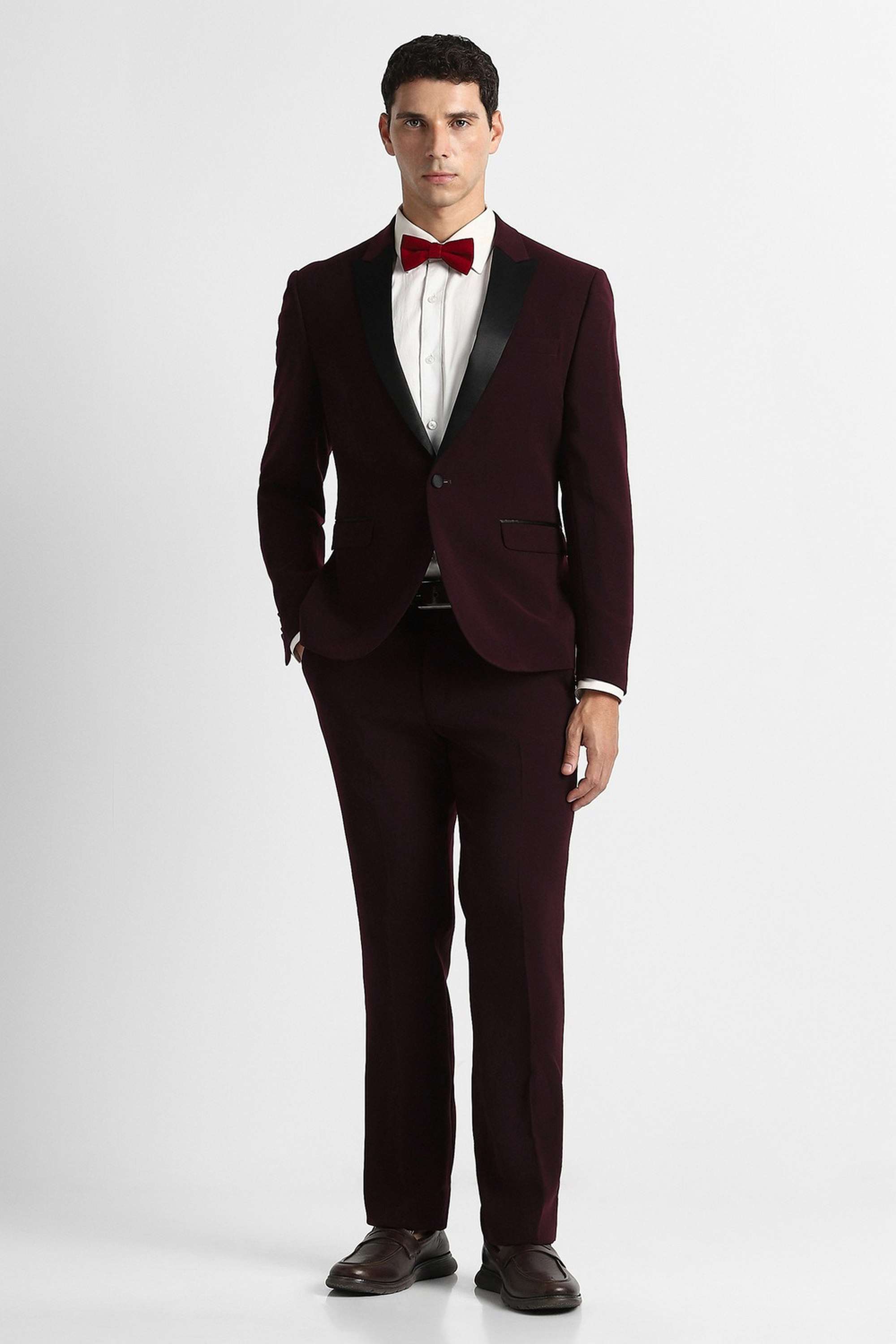 Solid-Polyester-Skinny-Fit-Men-s-Suit