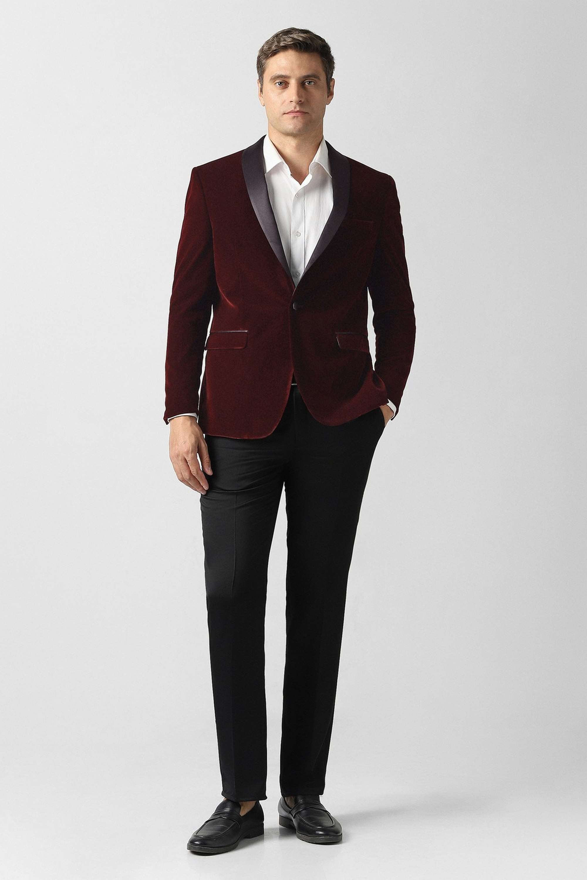 Solid-Polyester-Slim-Fit-Men-s-Suit