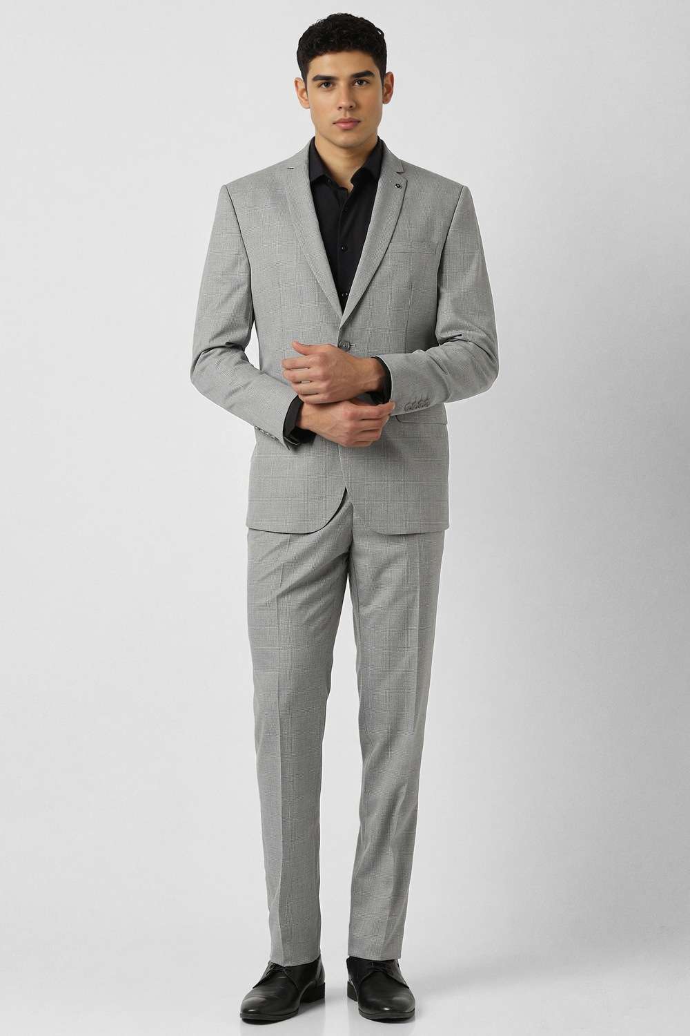 Checks-Polyester-Slim-Fit-Men-s-Formal-Wear-Suit