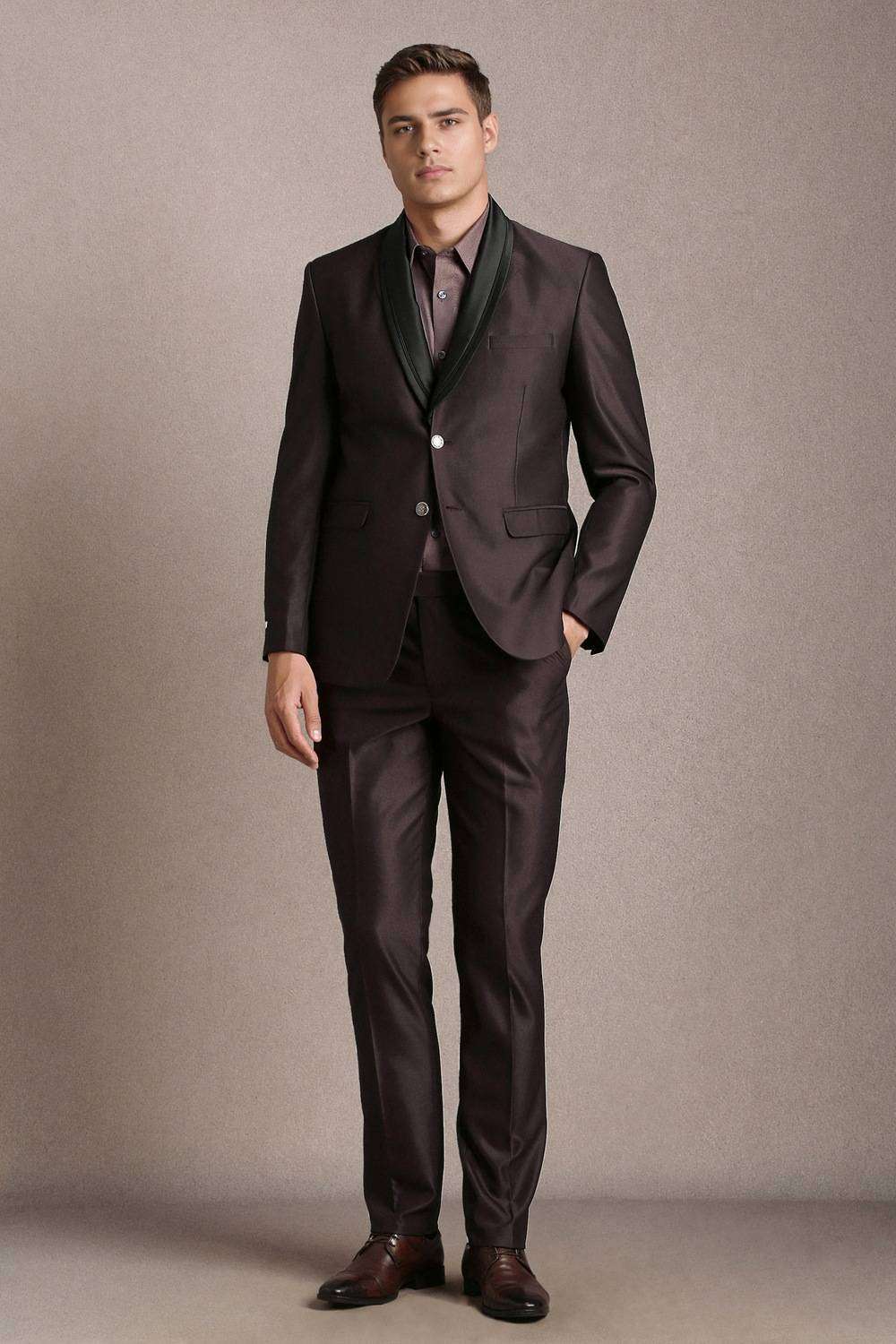 Solid-Polyester-Blend-Slim-Fit-Men-s-Suit