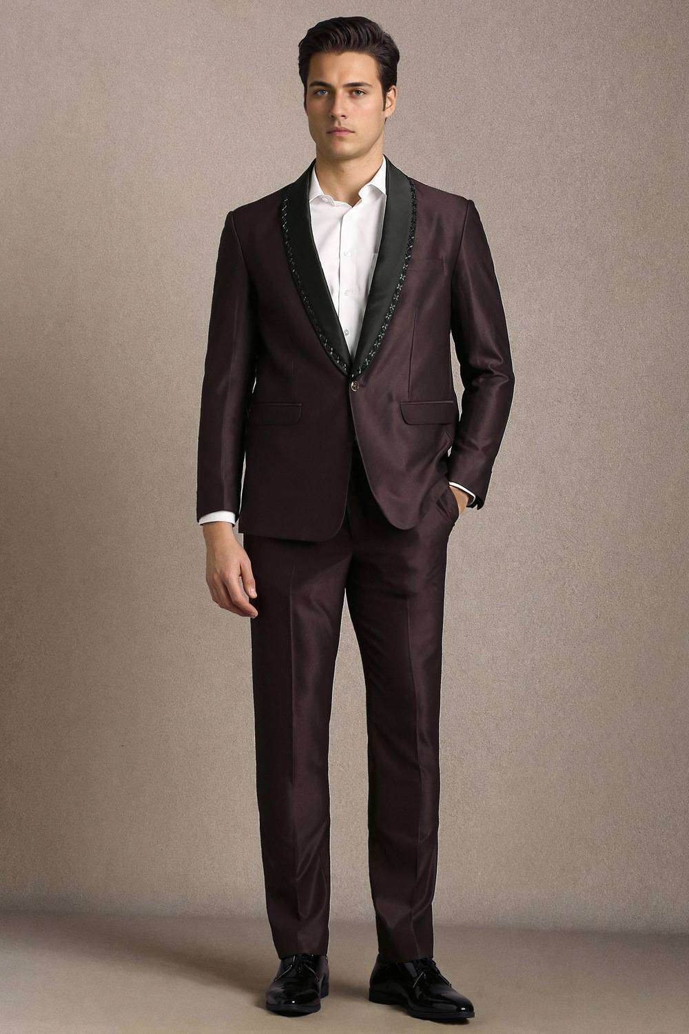 Solid-Polyester-Blend-Slim-Fit-Men-s-Suit