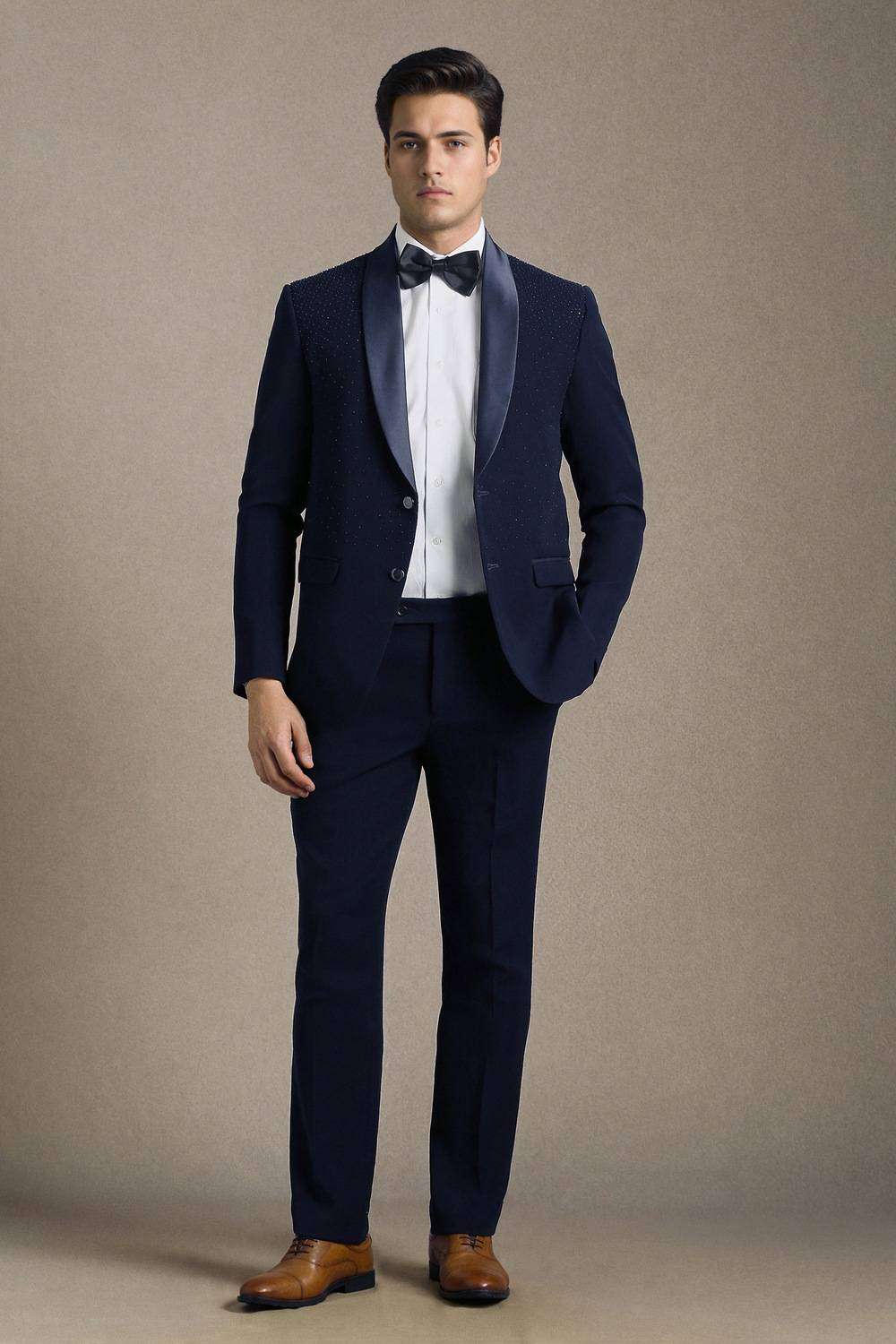 Solid-Polyester-Blend-Slim-Fit-Men-s-Suit