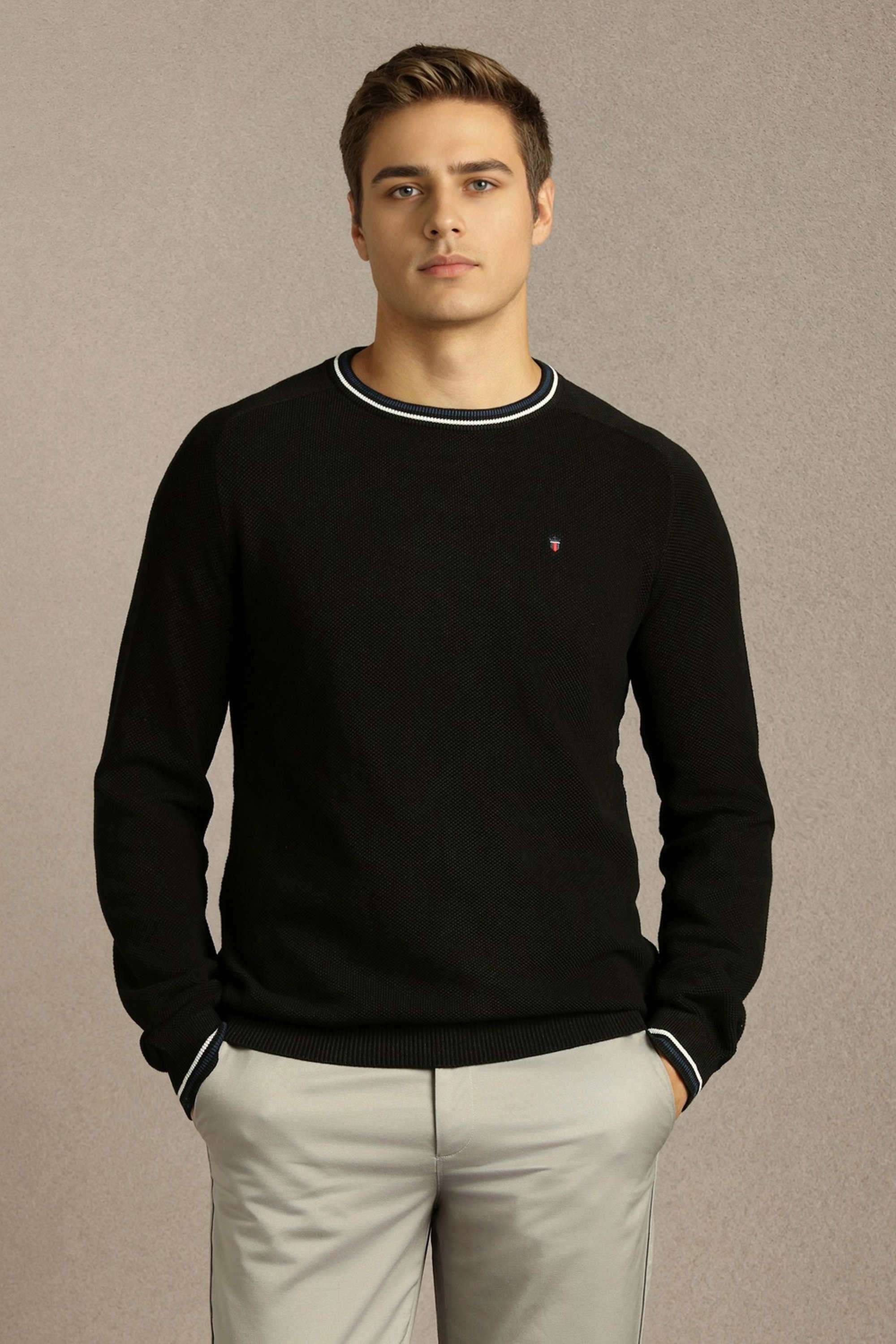 Solid-Cotton-Round-Neck-Men-s-Sweater